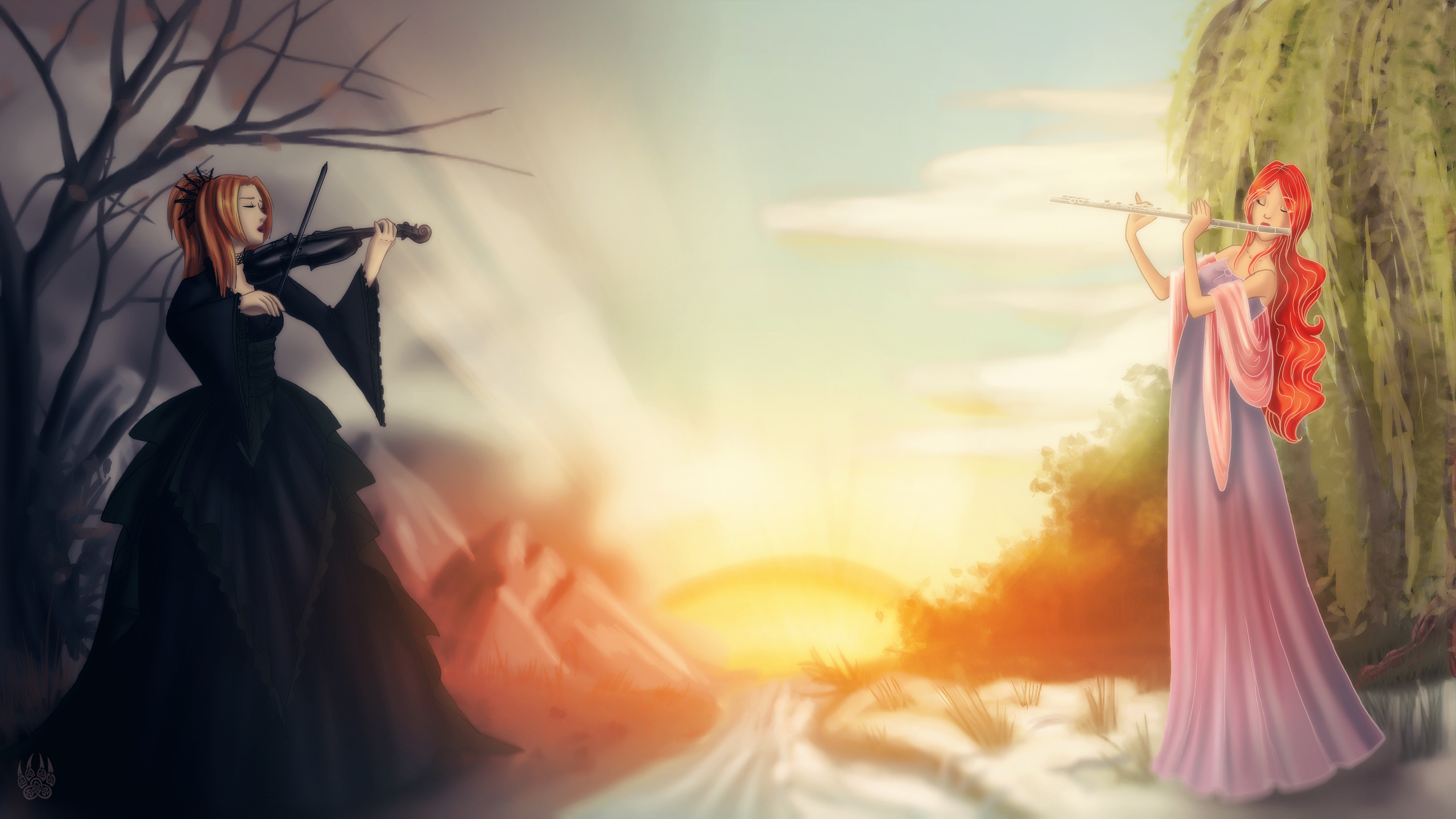 Painting Background Of Girl - HD Wallpaper 