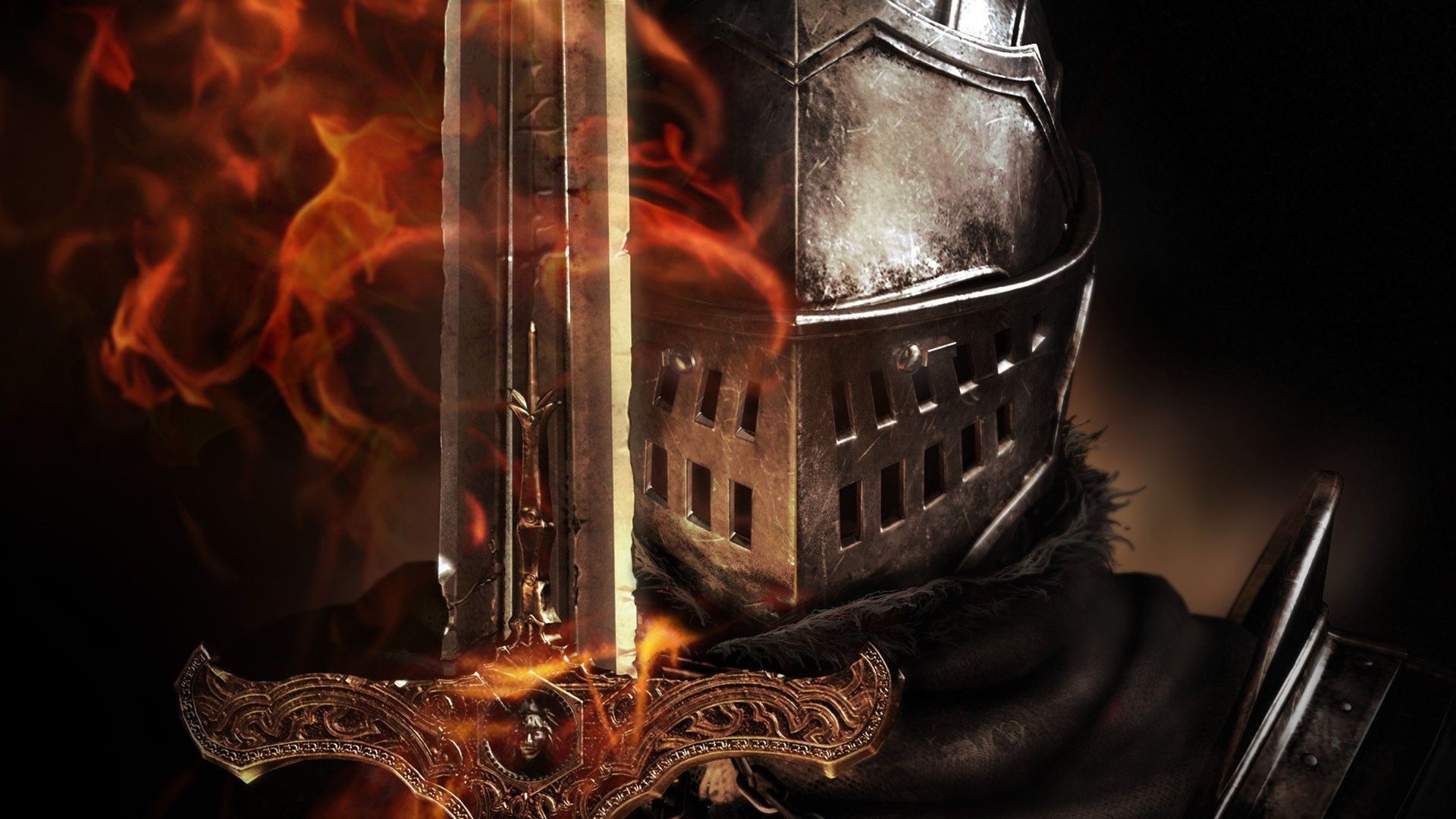 Medieval Black Knight Background 
 Data Src Dark Paladin - Dark Souls Dual Screen - HD Wallpaper 