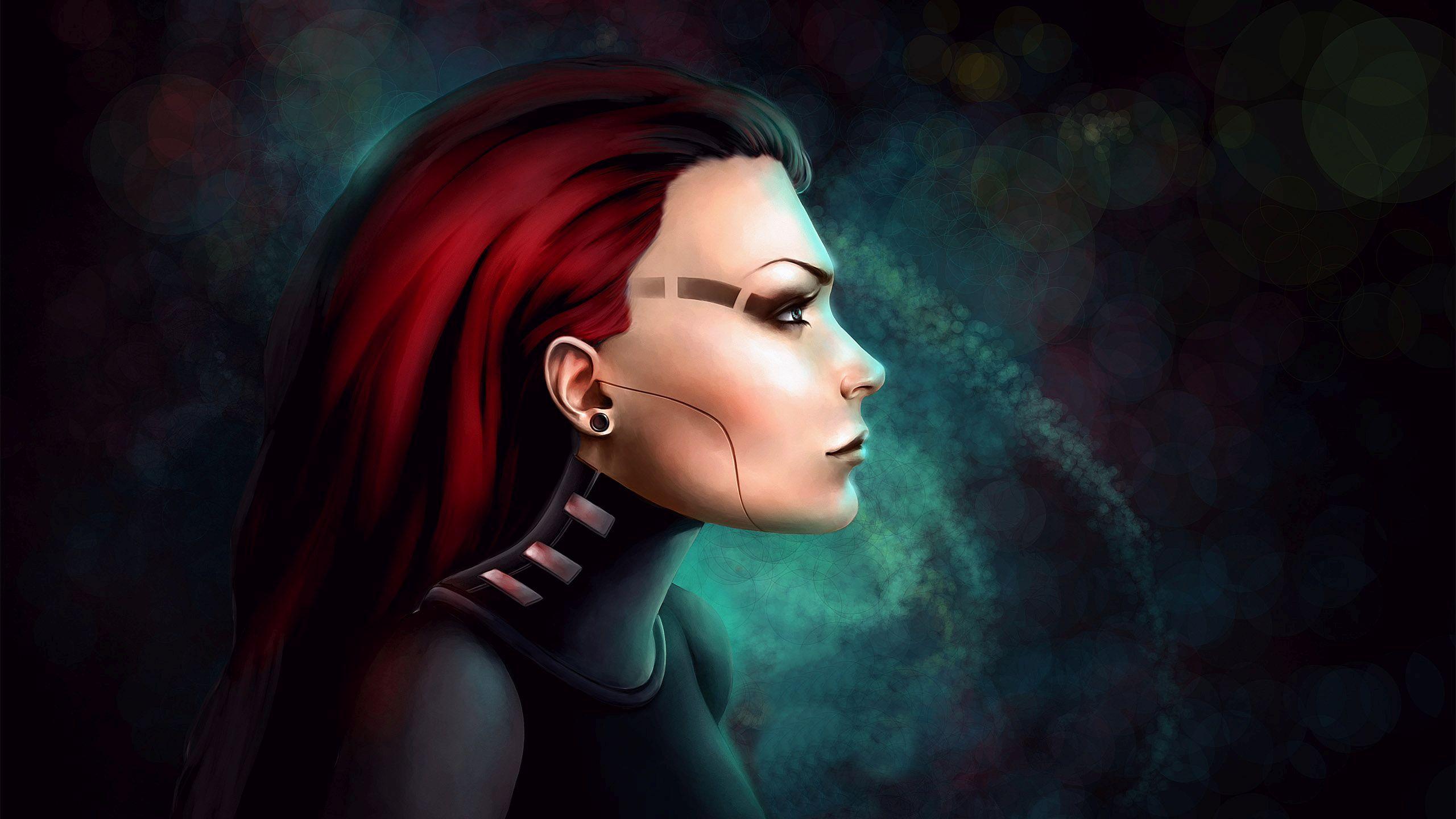 Hd Cyborg Redhead Wallpaper - Female Red Headed Cyborg - HD Wallpaper 