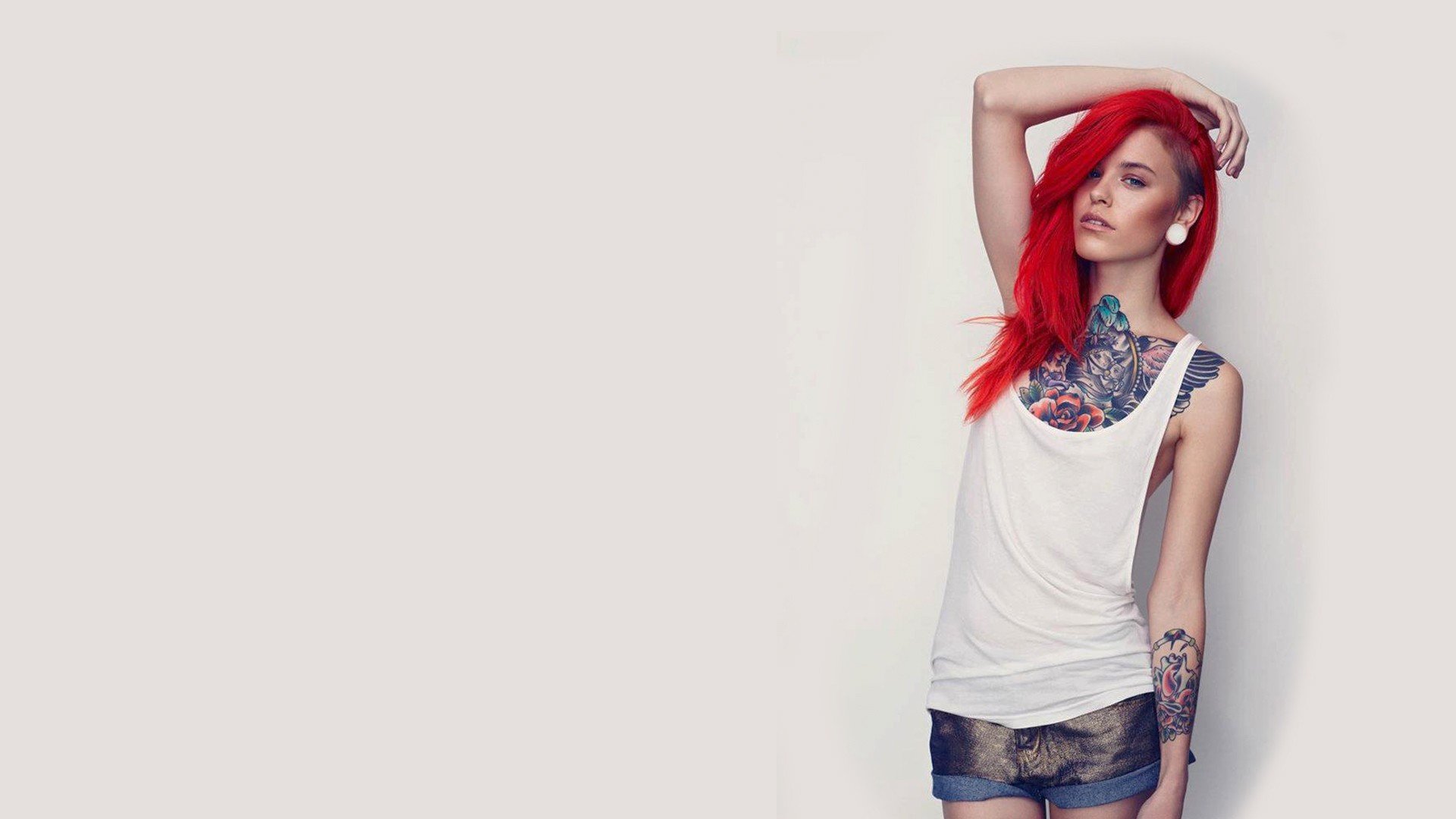 Free Download Redhead Wallpaper Id - Red Hair Tattoo Girl Sexy - HD Wallpaper 