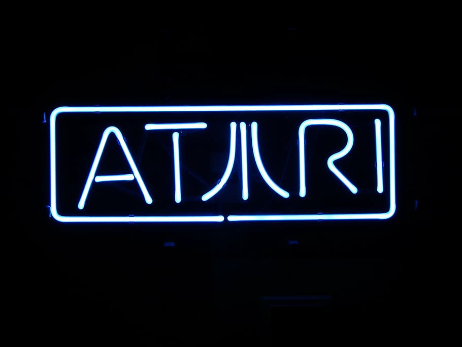 Atari, Neon, Sign, Logo, Computer, Illuminated, Communication, - Neon Sign - HD Wallpaper 