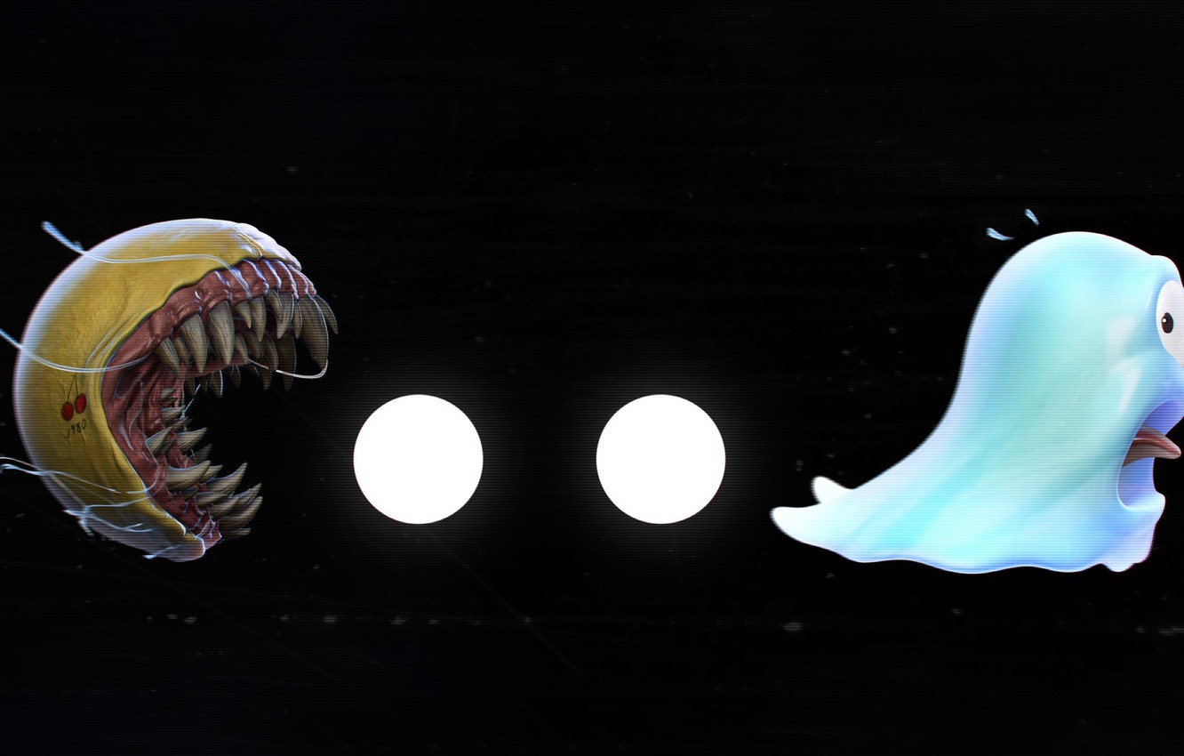 Photo Wallpaper The Game, Teeth, Fangs, Ghost, Art, - Pac Man Ghost Art - HD Wallpaper 