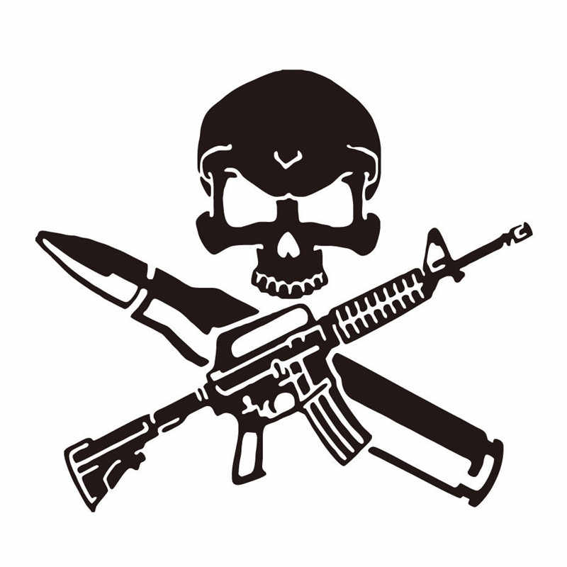 Rifle Skull Bullet Gun Wall Stickers Funny Control - Gun Skull - HD Wallpaper 