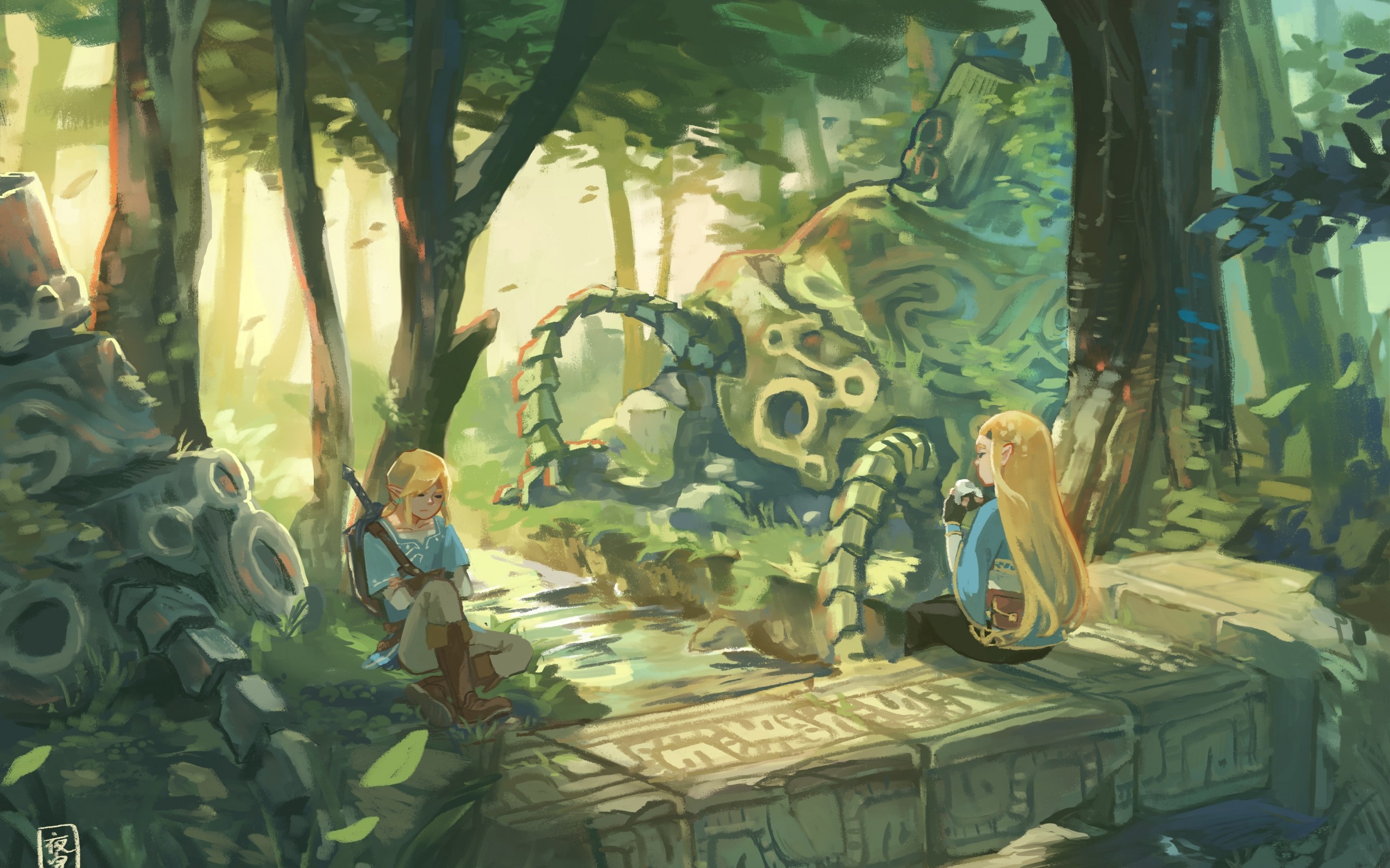 Princess Zelda, Link, The Legend Of Zelda, Artwork, - Legend Of Zelda Artwork - HD Wallpaper 