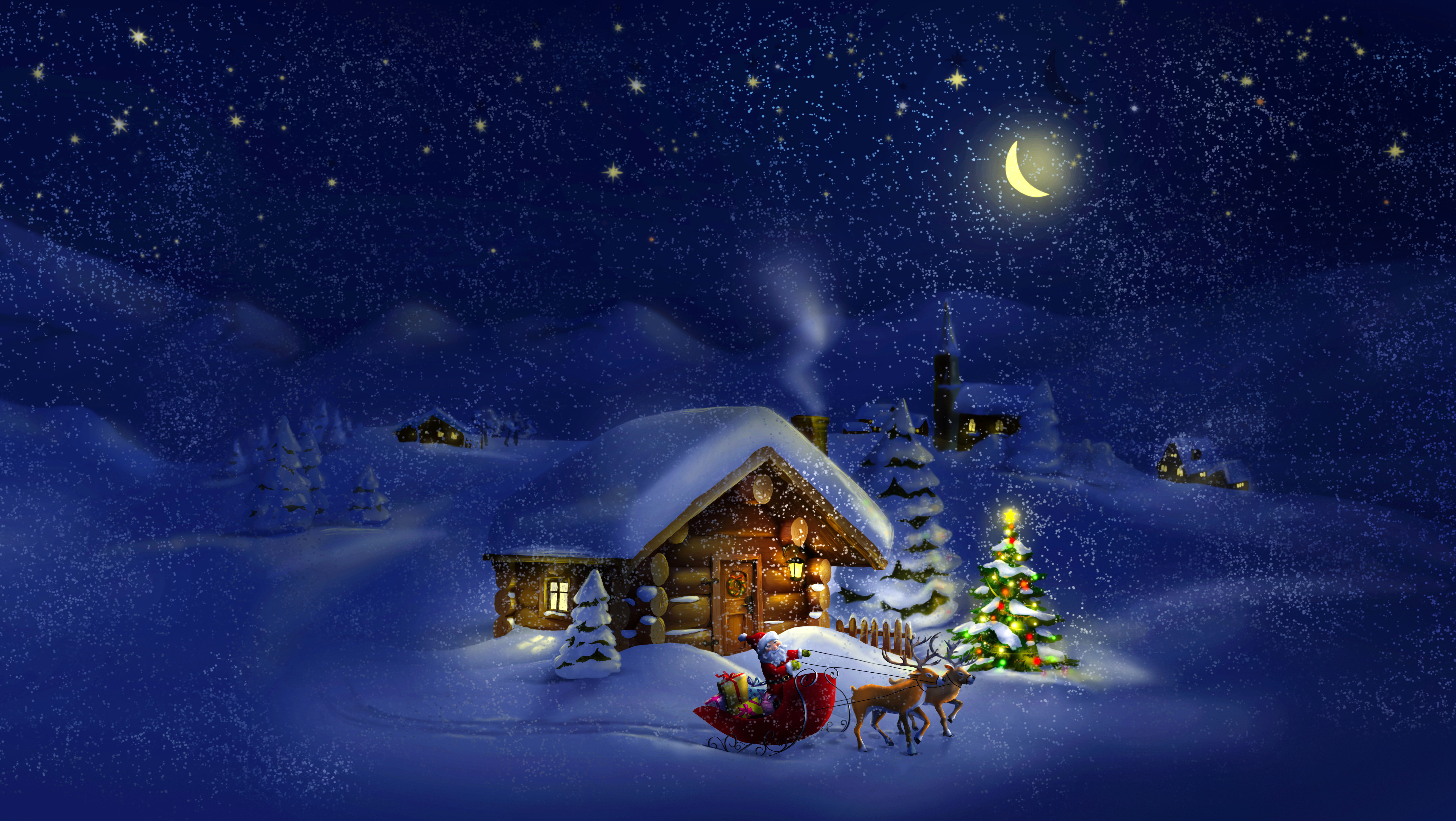 Magic Christmas Snow Night - HD Wallpaper 