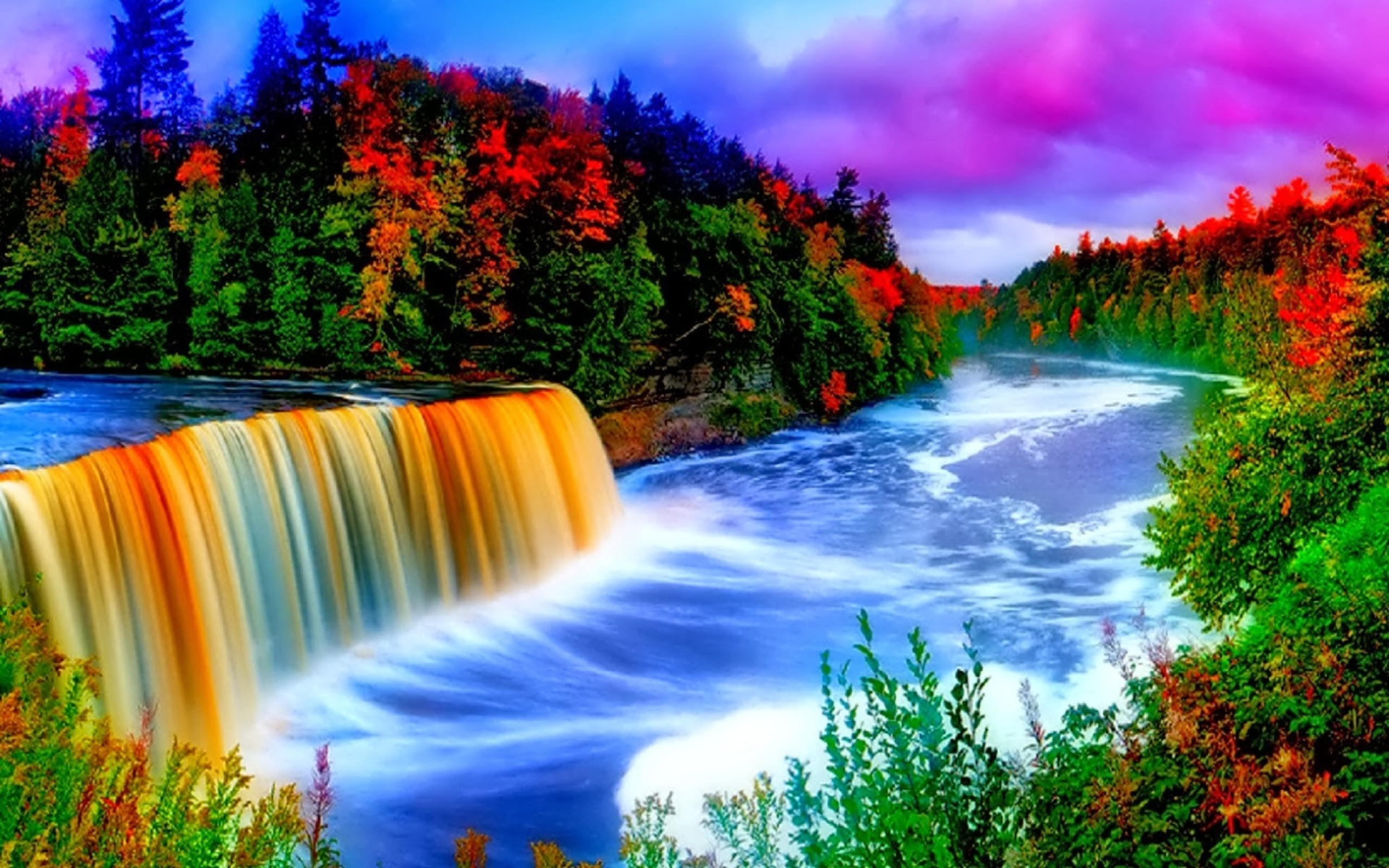 Colorful Waterfall Background 9665 - Background Waterfall - HD Wallpaper 