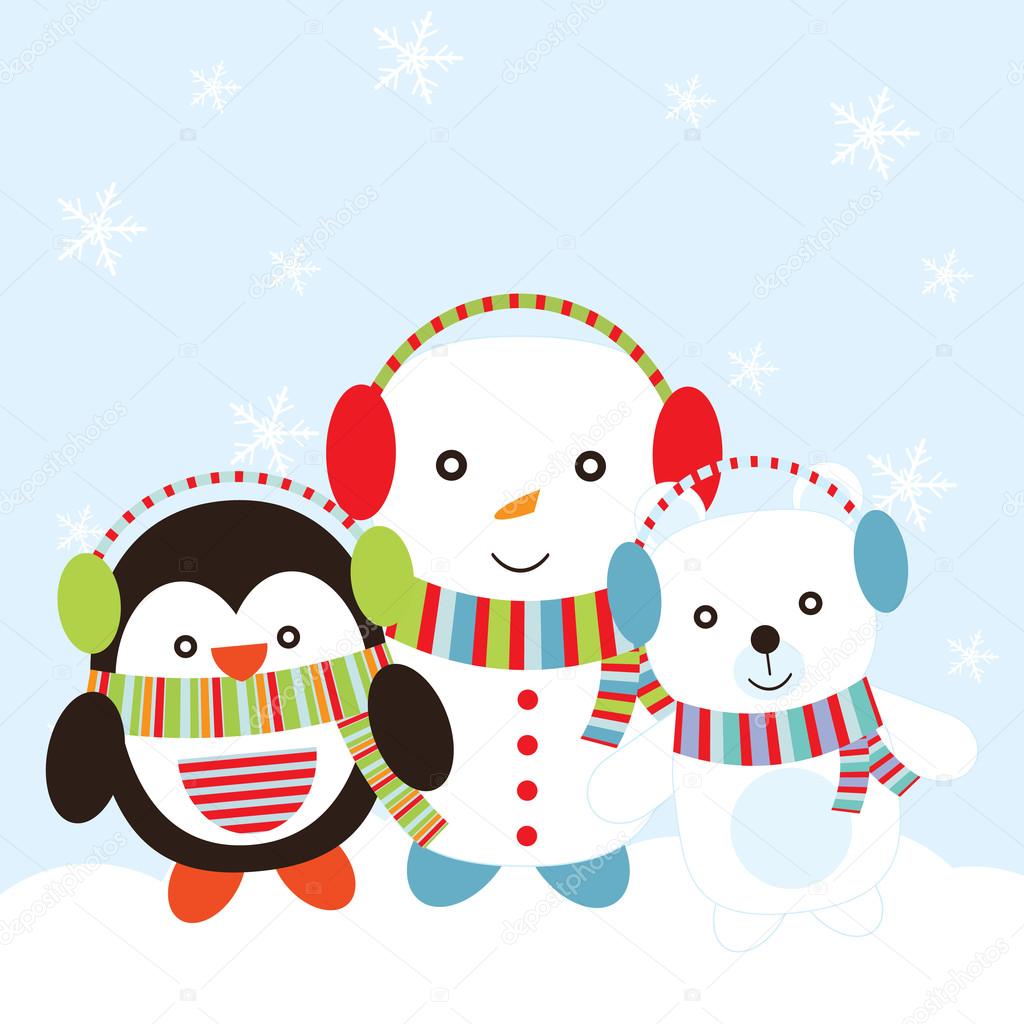 Cute Snowman Penguin Clipart - HD Wallpaper 