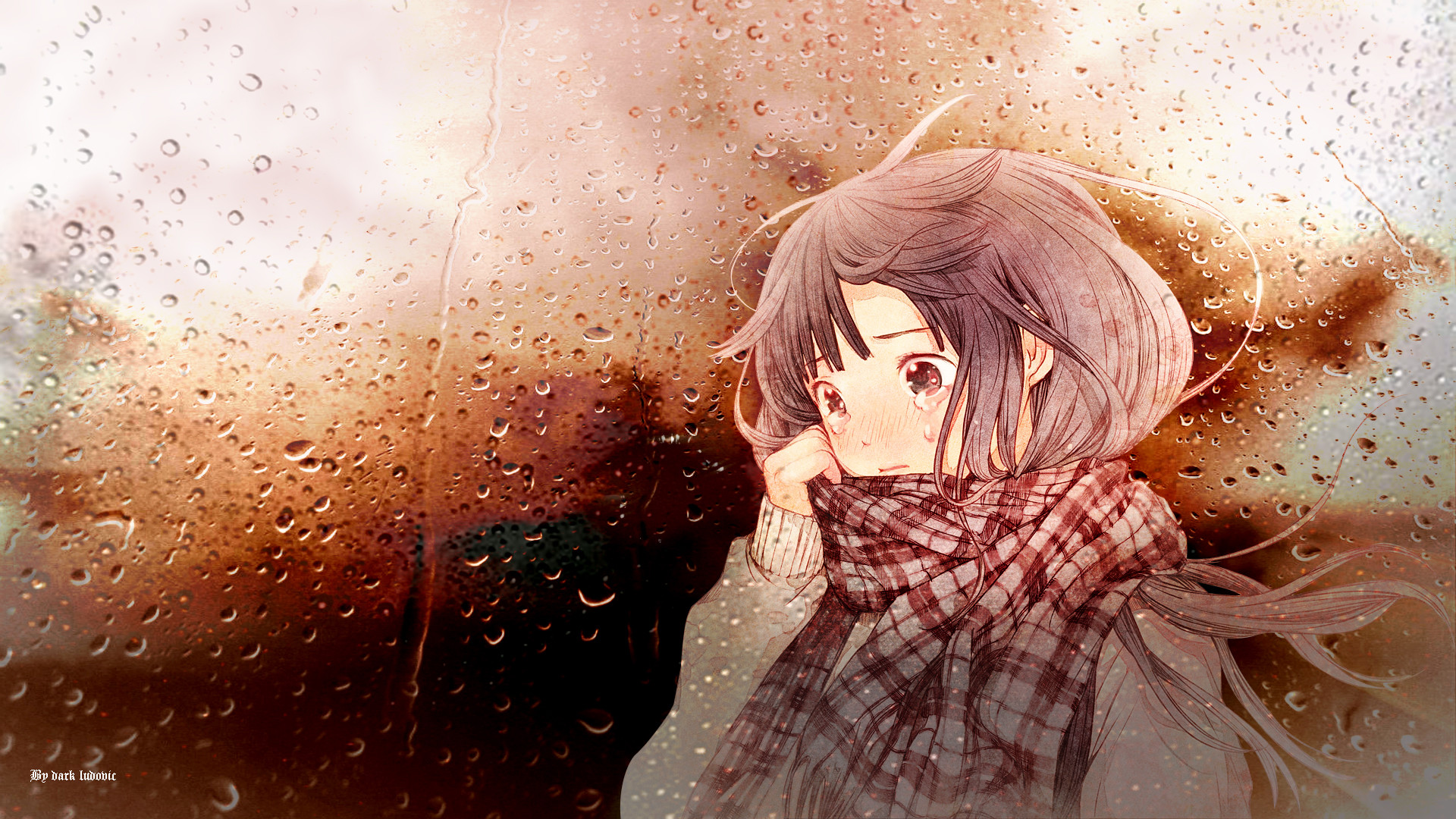 Sad Face Wallpaper By Darkludovic Sad Face Wallpaper - Anime Girl Looking At Ground - HD Wallpaper 