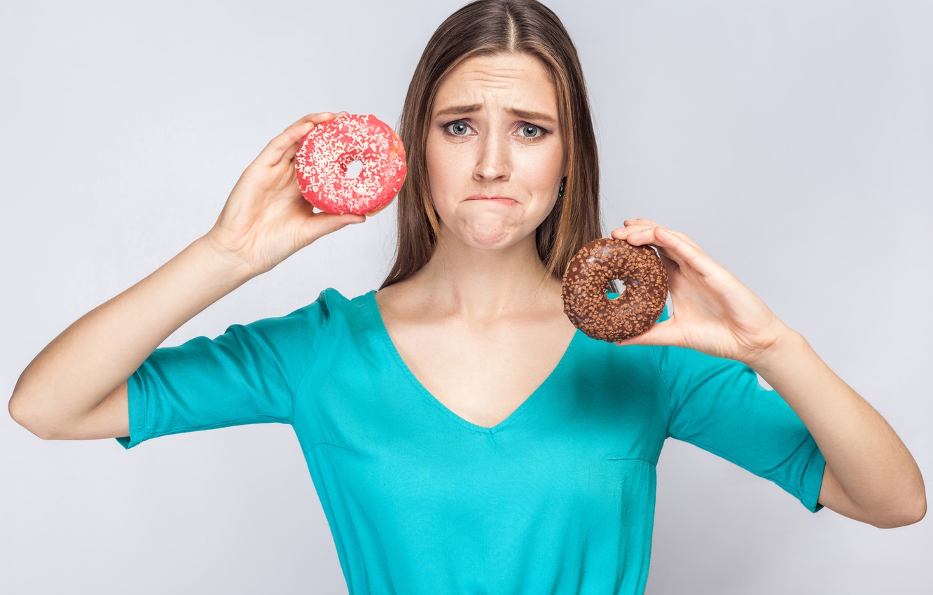 Photo Wallpaper Woman, Donuts, Diet, Sad Face - Stock Photography - HD Wallpaper 
