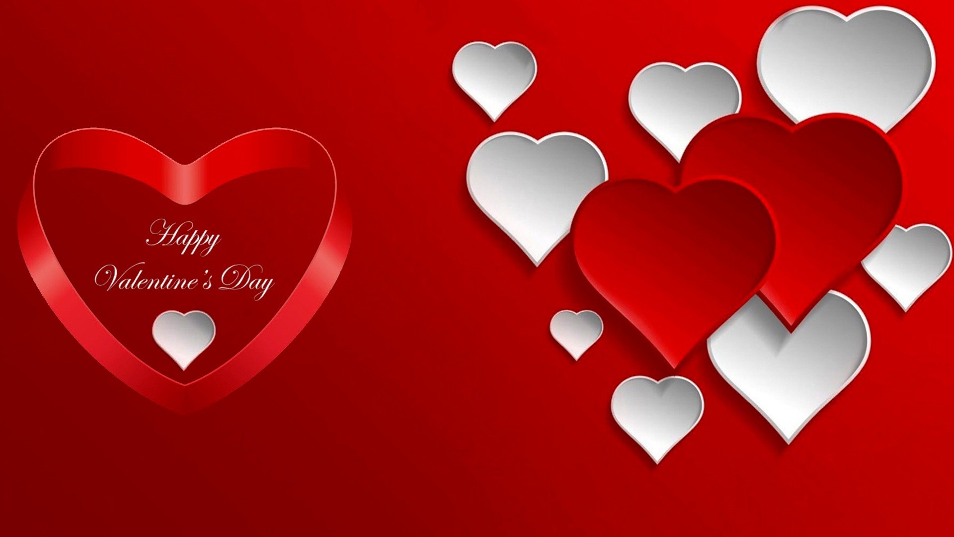1920x1080, White And Red 3d Hearts Love Wallpapers - Valentines Day Images 2019 Download - HD Wallpaper 