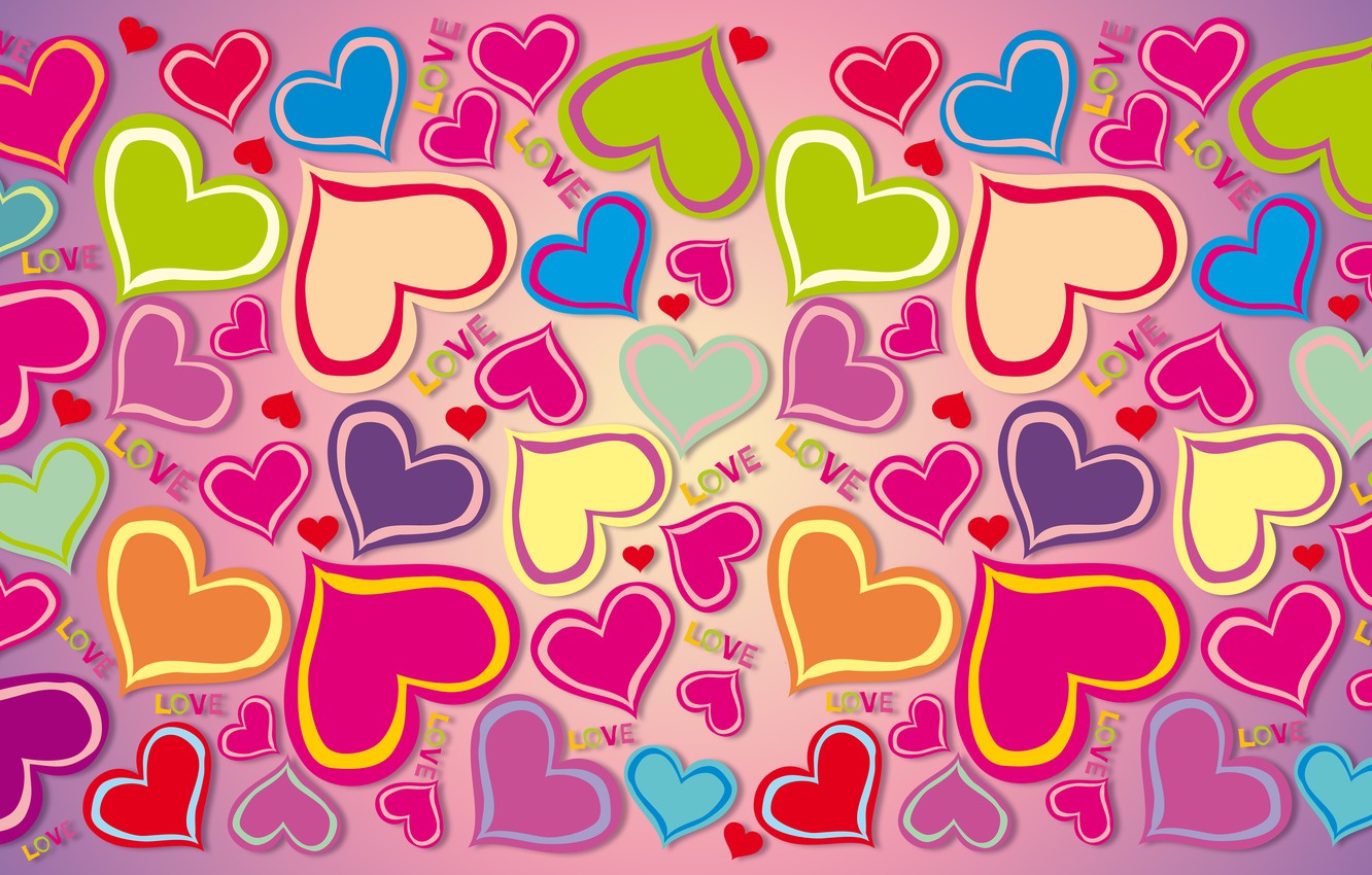 Photo Wallpaper Love, Colorful, Hearts, Rainbow, Love, - Love Colorful Background - HD Wallpaper 