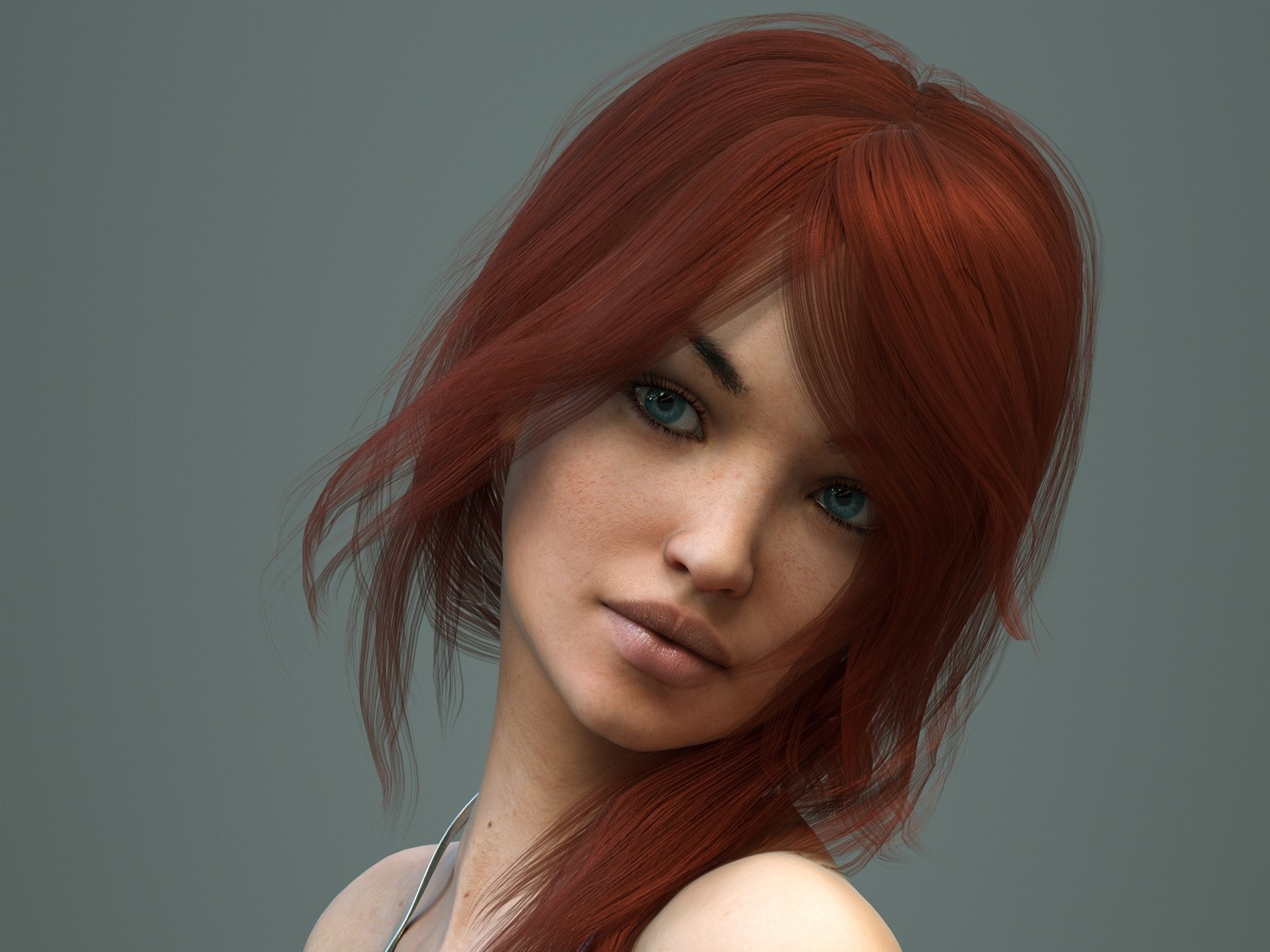 Wallpaper Red Hair Fantasy Girl, Blue Eyes - Wallpaper - HD Wallpaper 