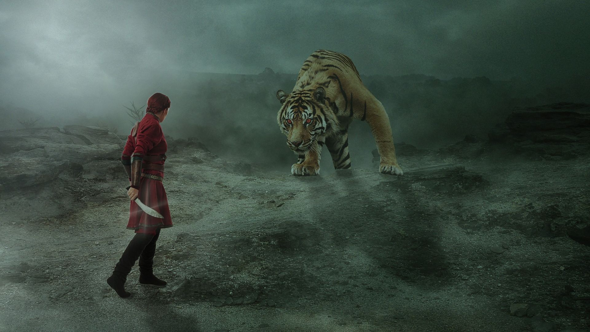 Tiger And Man Fight - HD Wallpaper 