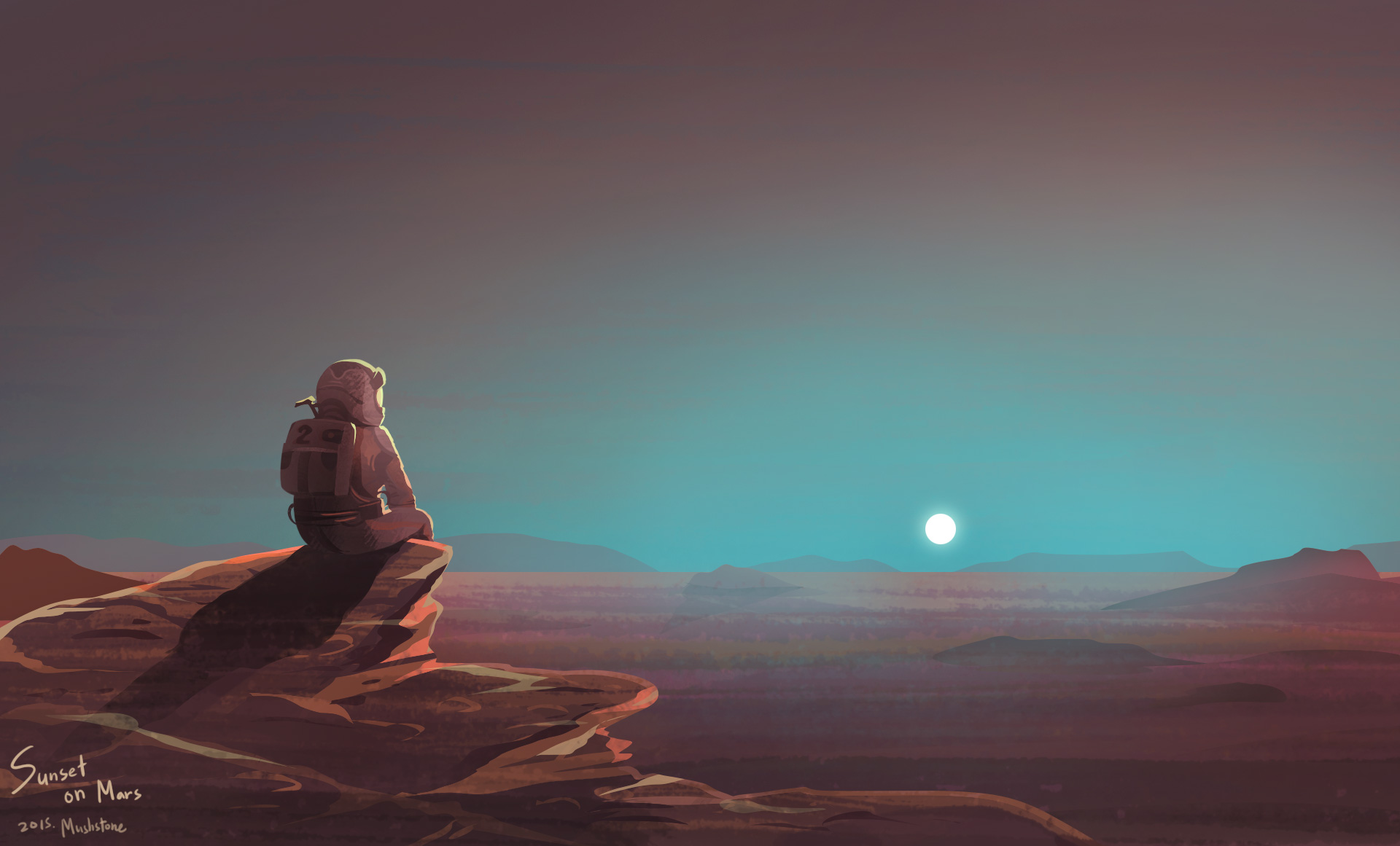 Sunset On Mars Art - HD Wallpaper 