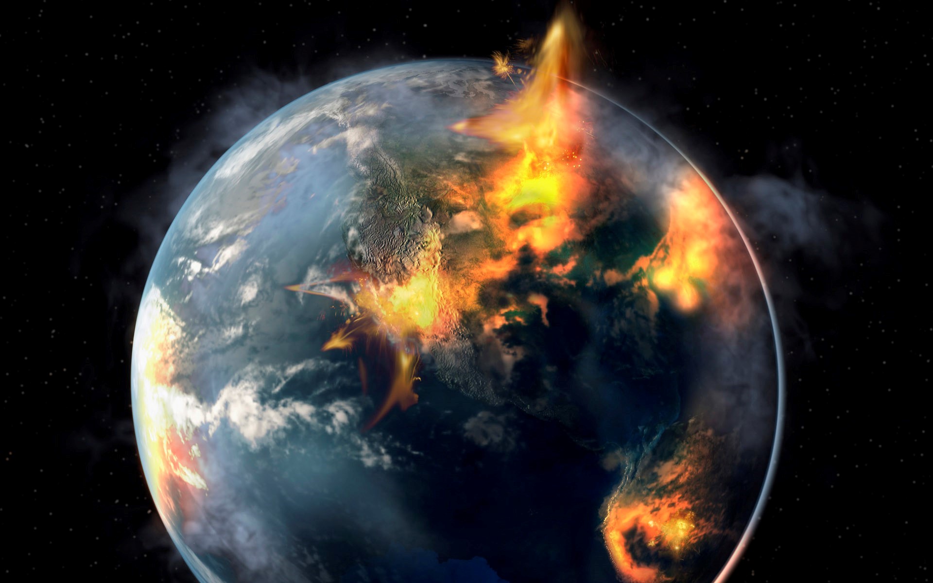 Fire Earth Wallpaper - Blowing Up The World - HD Wallpaper 