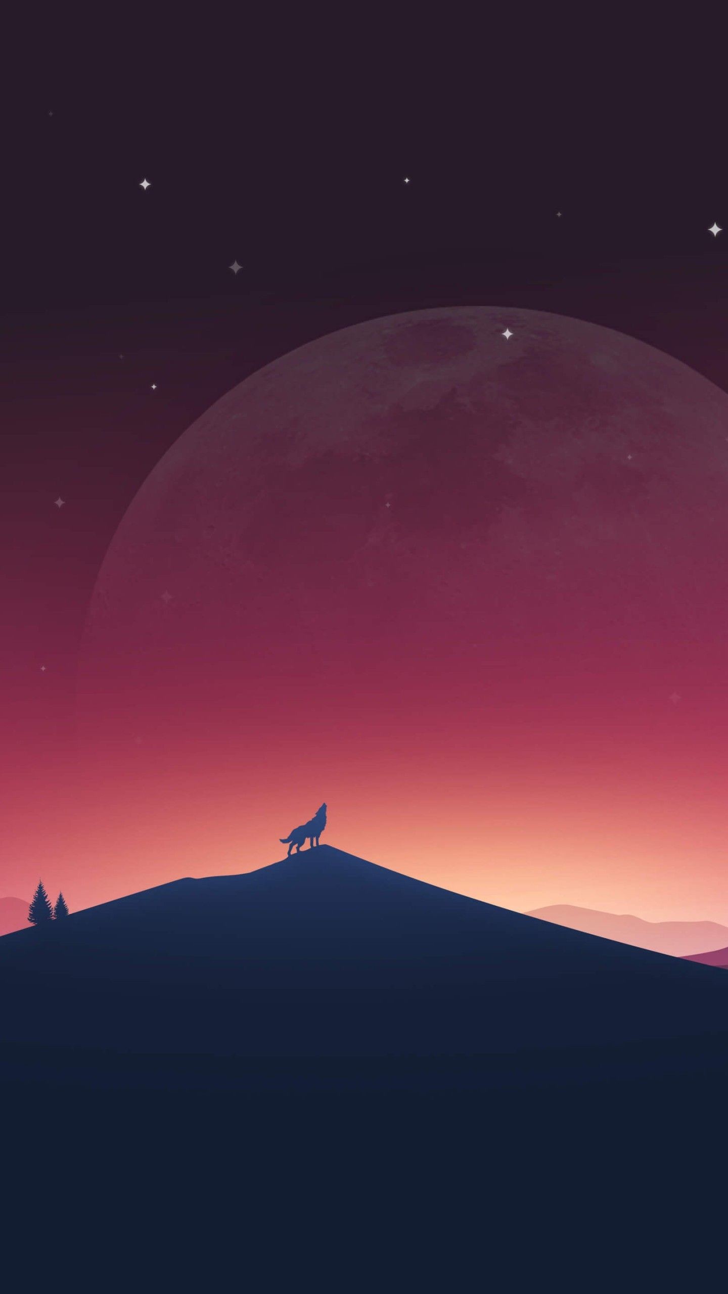 1440x2560, Download Wolf Howling At The Moon Hd Wallpaper - 4k Minimalist Wallpaper Phone - HD Wallpaper 
