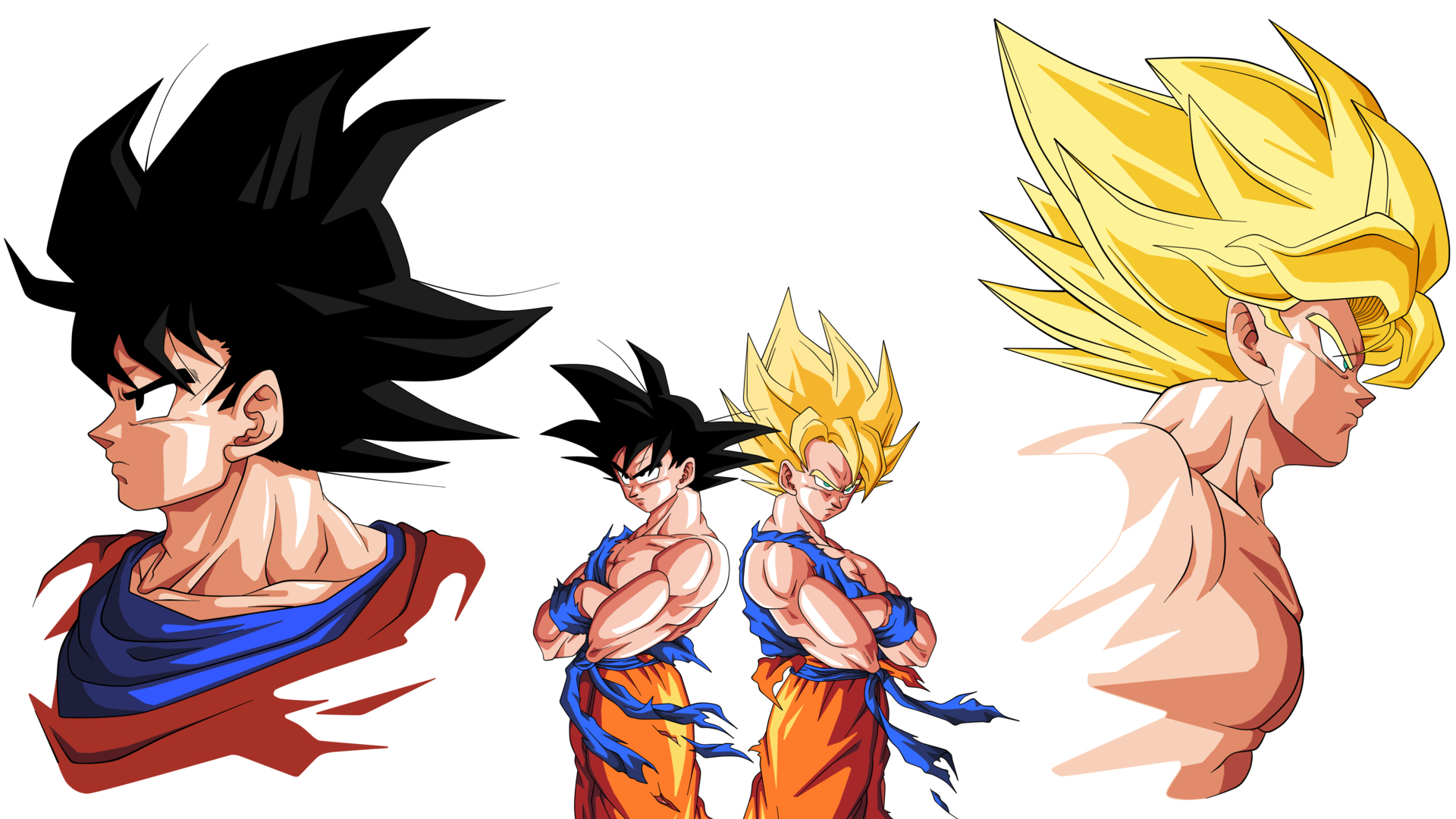 Goku And Super Saiyan Goku - HD Wallpaper 