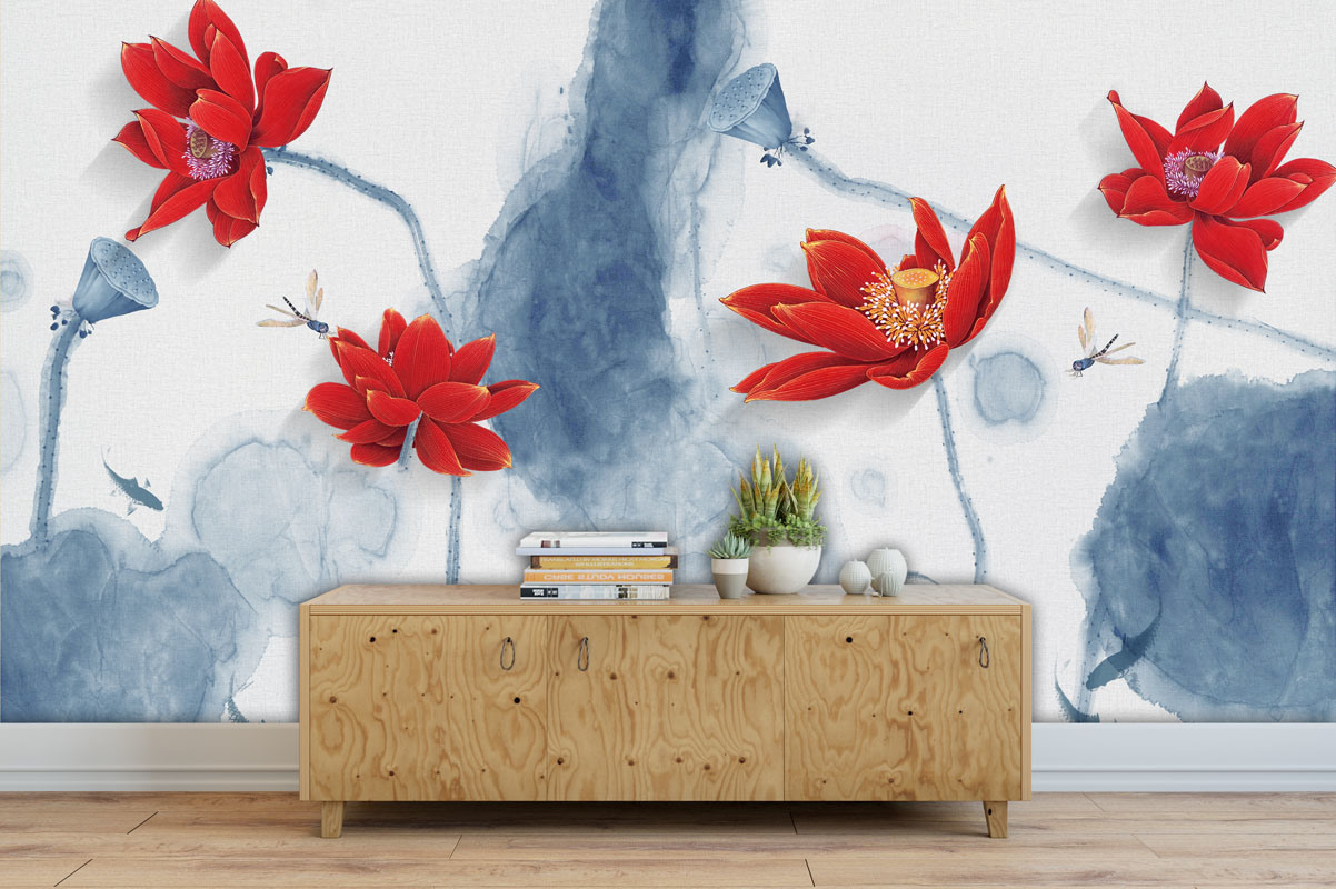 Walls Decoration 3d Cartoon Mural Wallpaper For Kids - Poinsettia - HD Wallpaper 