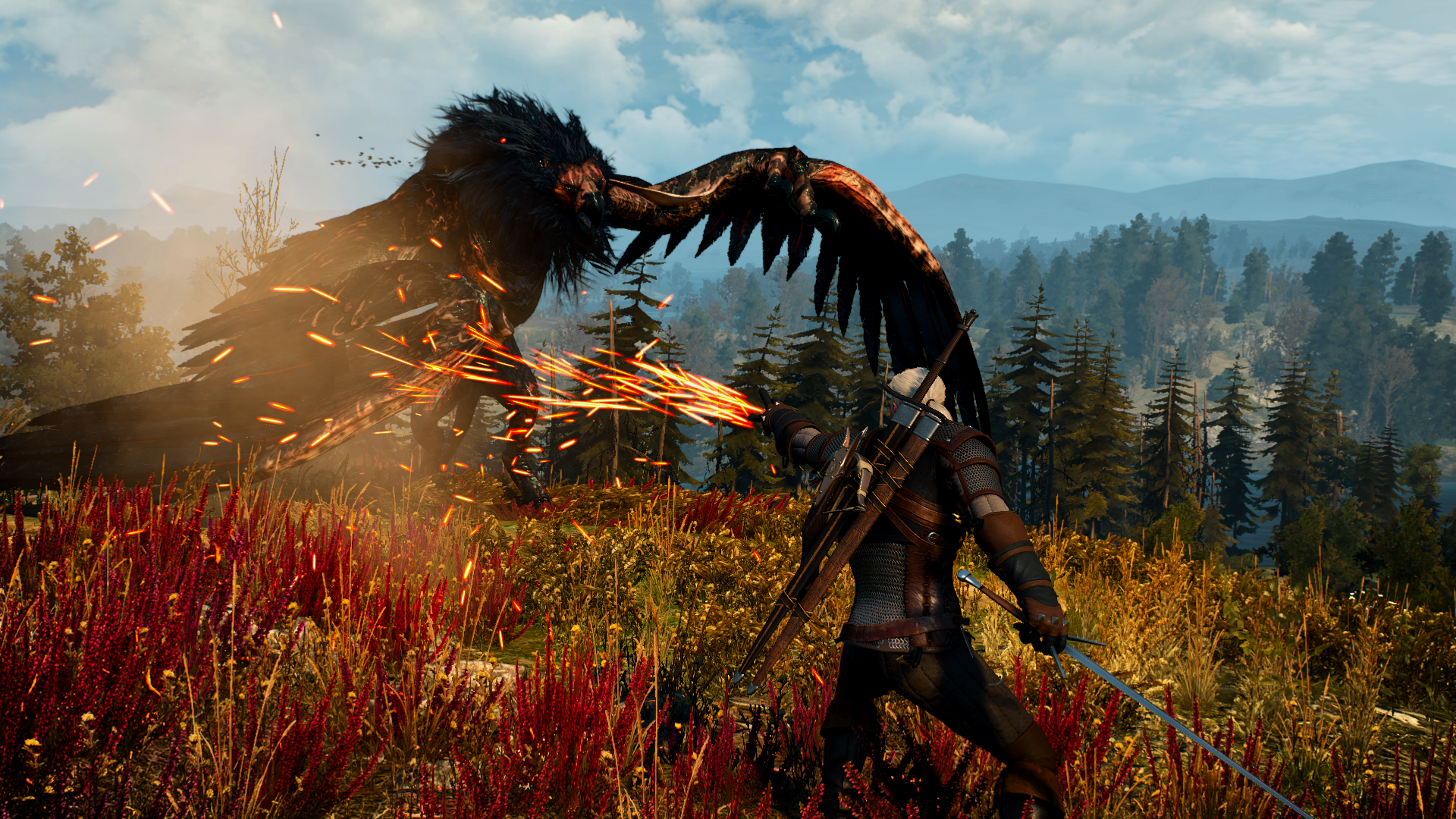 Witcher 3 Geralt Fight - HD Wallpaper 