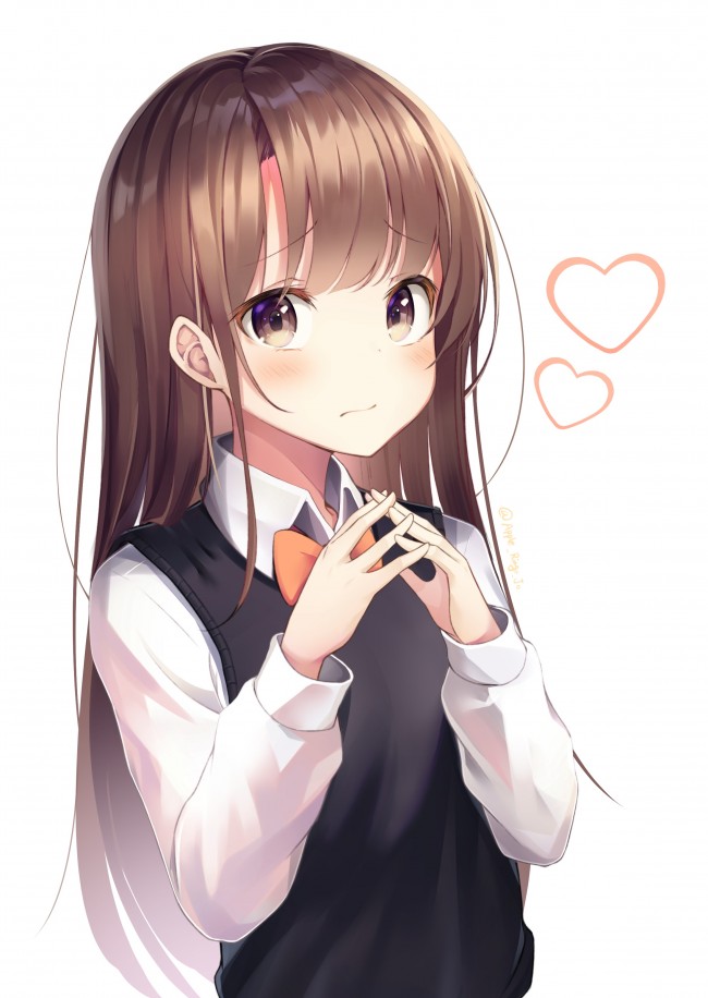 Anime Girl, Moe, Brown Hair, Cute, School Uniform, - Brown Hair Cute Anime Girl - HD Wallpaper 