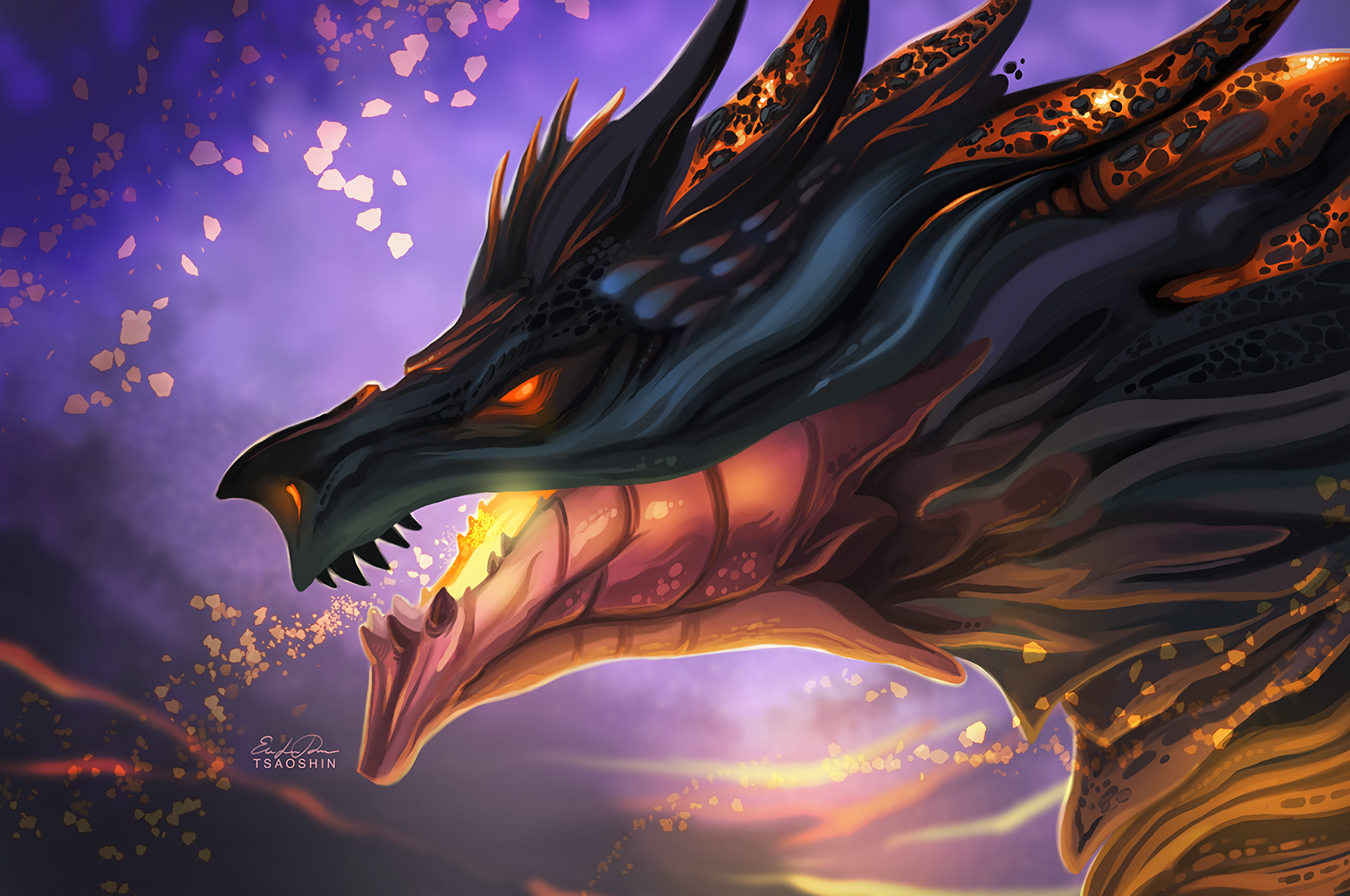 Dragon, Fantasy Creatures, Fire, Profile View - Cool Wallpapers For Chromebooks - HD Wallpaper 