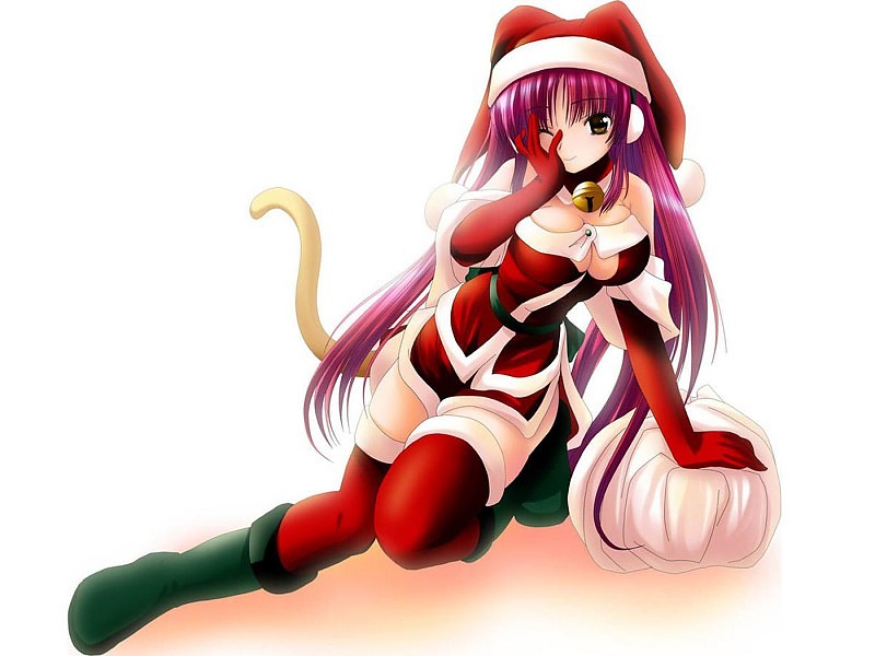 Hot Anime Christmas Wallpaper - Hot Anime Girls Christmas - HD Wallpaper 