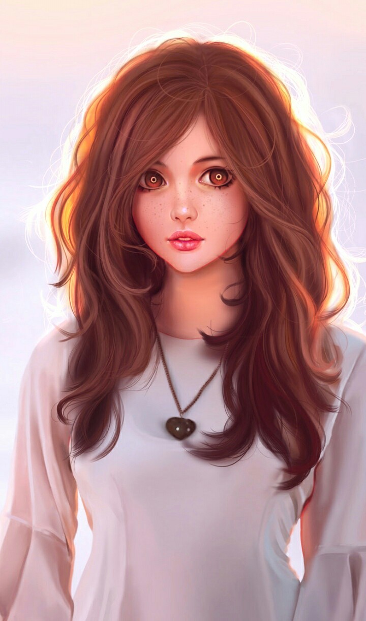 Art And Drawing Image - Brown Haired Girl Drawing - 720x1222 Wallpaper -  