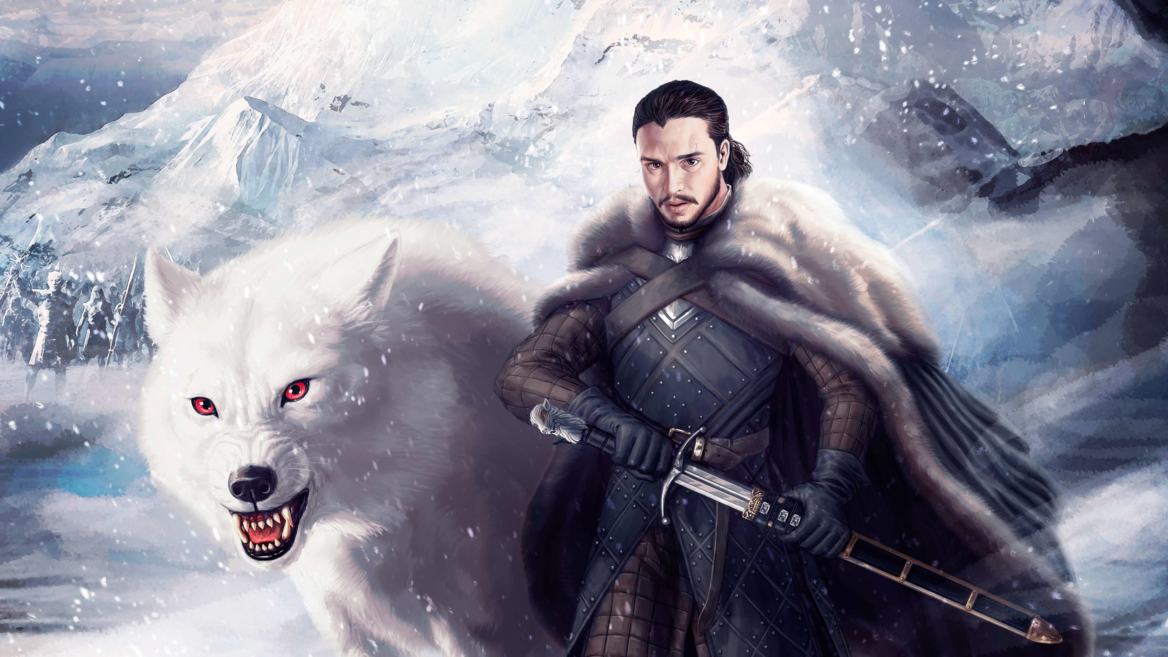 Game Of Thrones Ultra Hd 4k Wallpapers - Jon Snow Y Ghost - HD Wallpaper 