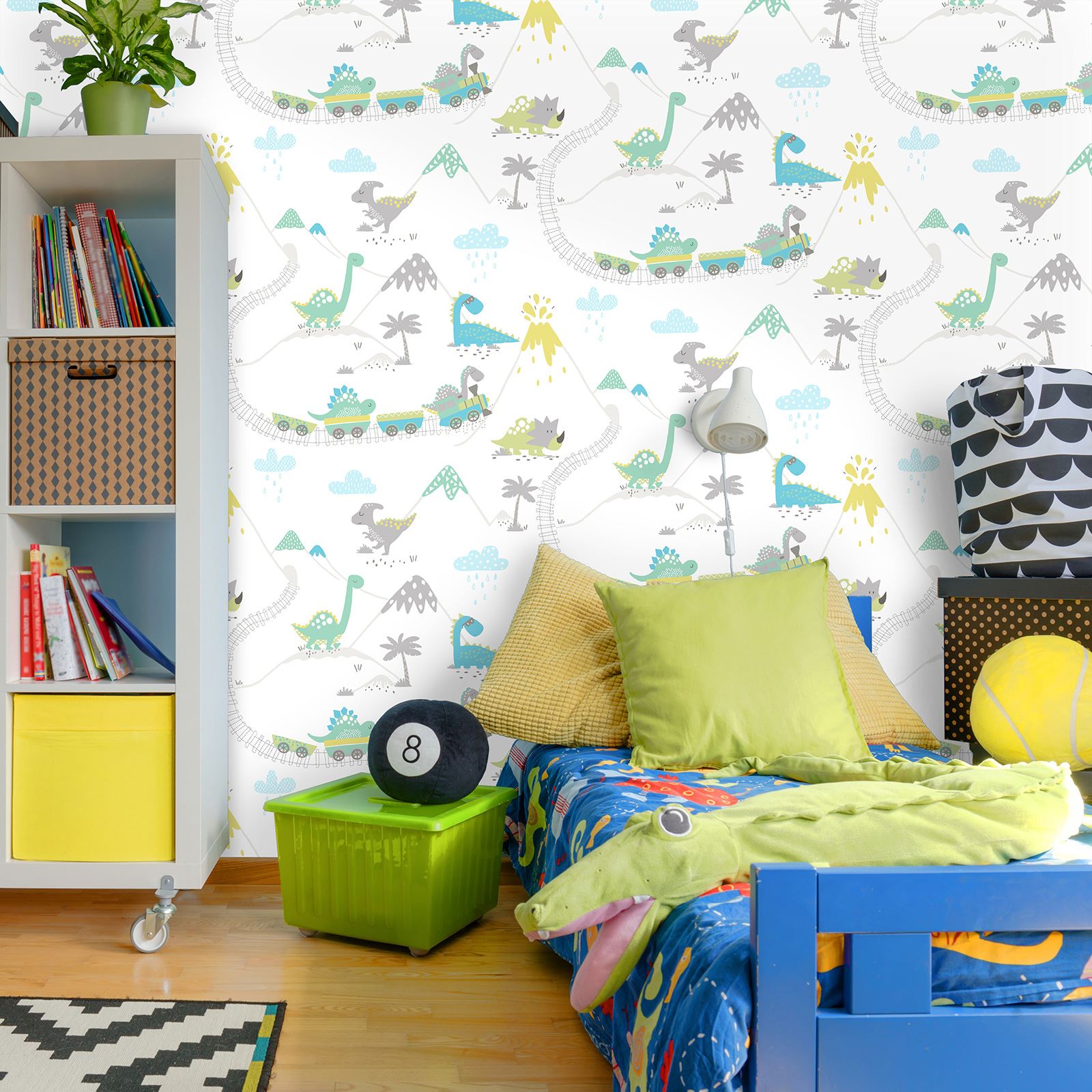 Boys Bedroom Wallpaper Kids Teens Space Camo Football - Dino Town - HD Wallpaper 