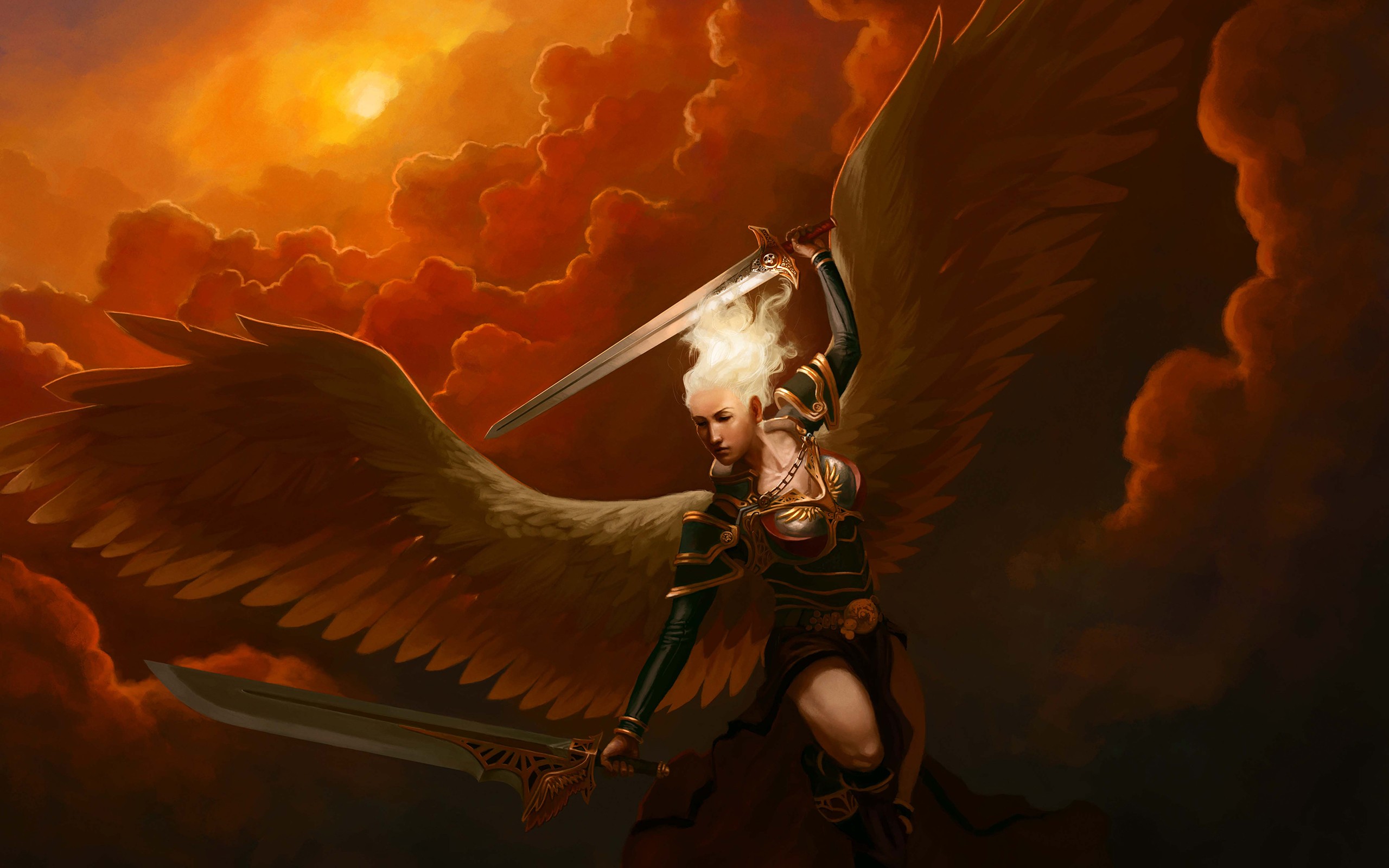 Malaikat - Angel With Wings And Sword - HD Wallpaper 