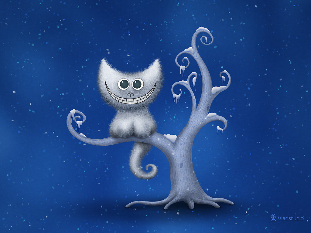 Winter Cat Wallpaper Hd Cartoon - HD Wallpaper 