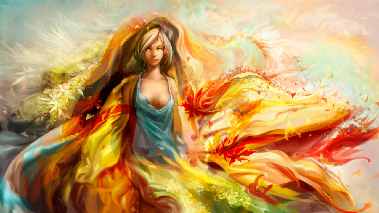 Wallpaper For Mobile Samsung Champ Duos - Woman And Fire Digital Art - HD Wallpaper 