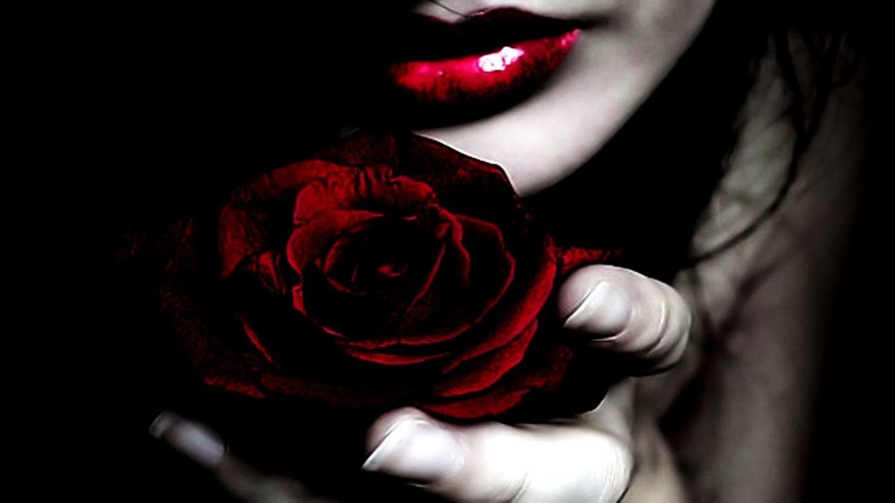 Red Lips Rose Background Wallpaper - Red Lips With Rose - HD Wallpaper 