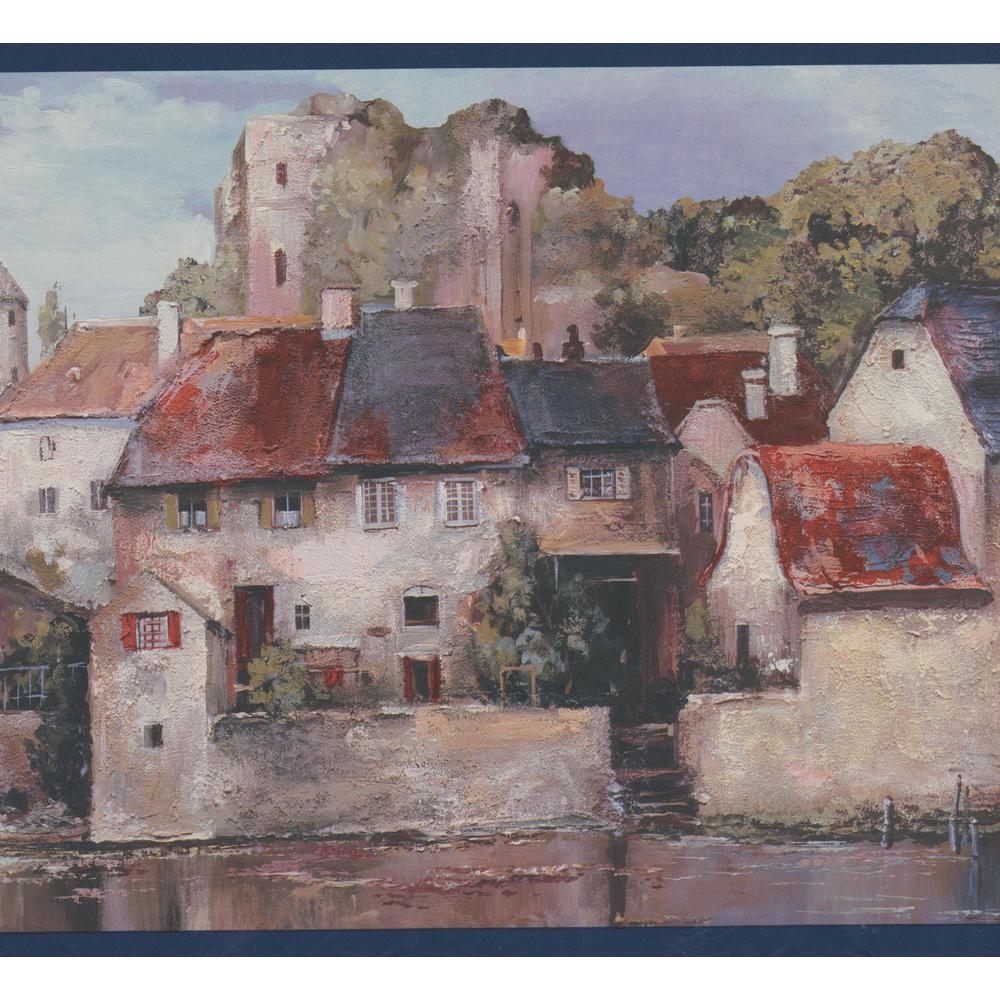 Old World Tuscan Waterfront Wallpaper Border - HD Wallpaper 