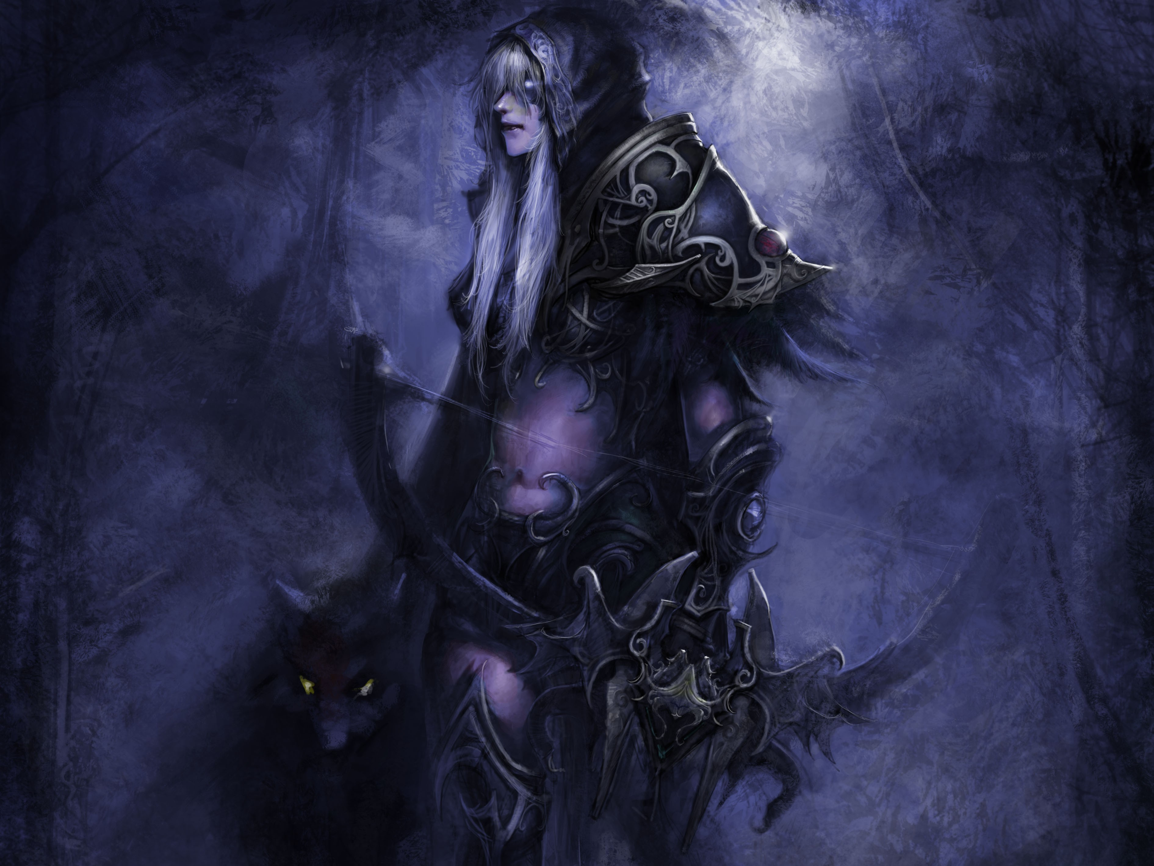 Dark Elf Archer Warcraft - HD Wallpaper 