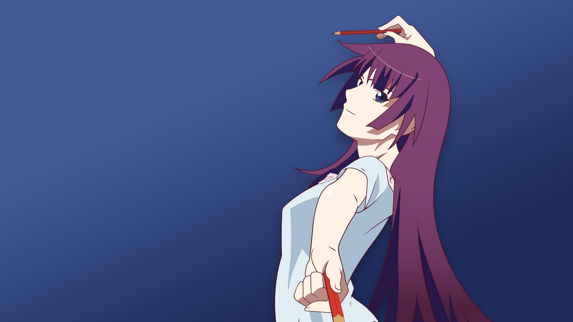 Wallpaper Senjougahara Hitagi, Monogatari Series, Girl, - Senjougahara Hitagi - HD Wallpaper 