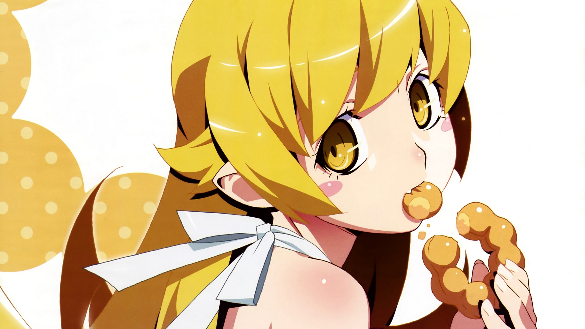 Bakemonogatari, Wallpaper, Shinobu Oshino, Donut, Cute - Shinobu Monogatari - HD Wallpaper 