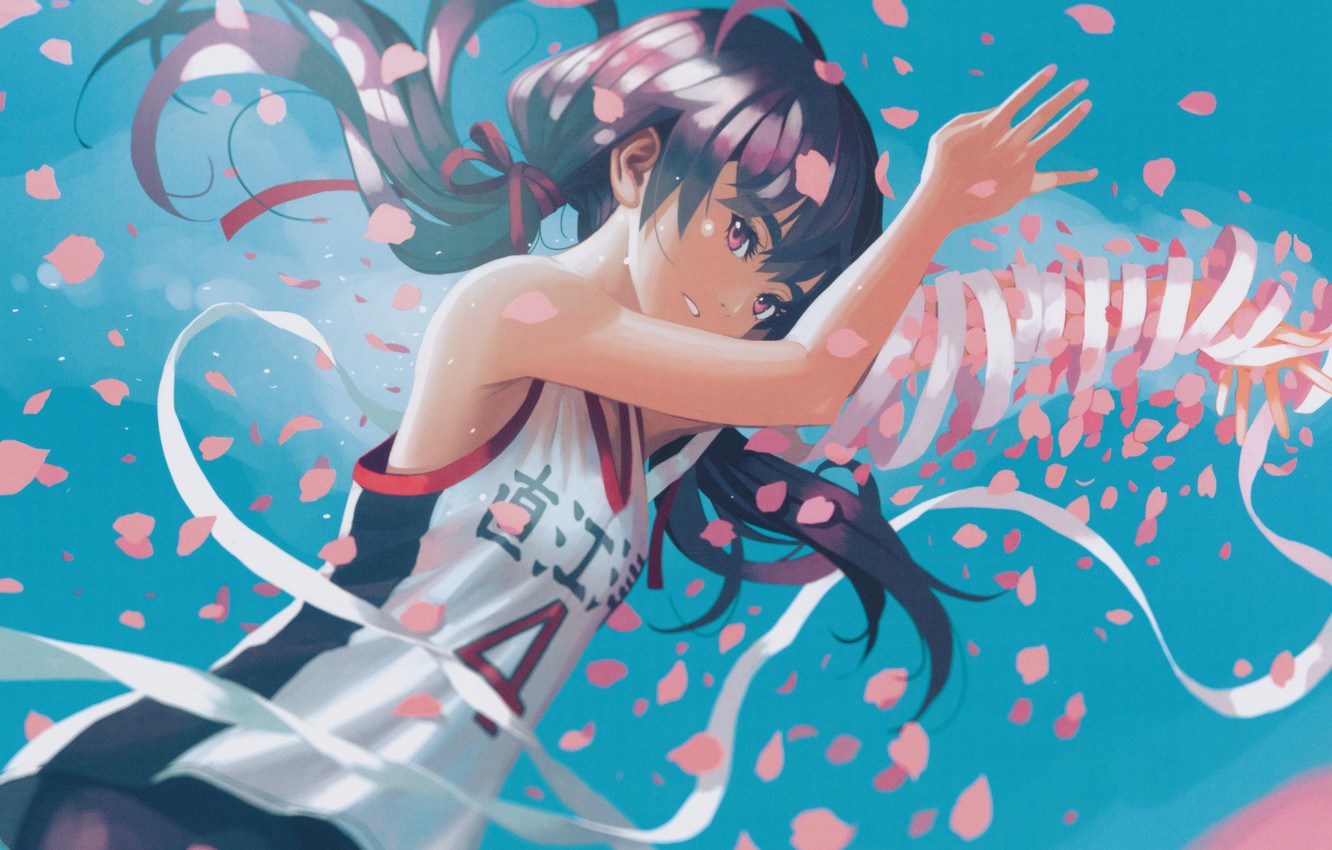 Photo Wallpaper The Sky, Hands, Petals, Mike, Tape, - Bakemonogatari Vofan - HD Wallpaper 