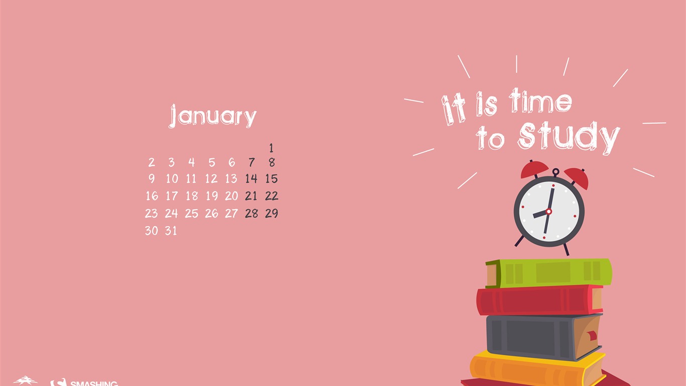 Wake Up Its Time To Study-january 2017 Calendar Wallpaper2016 - January 2020 Calendar Desktop - HD Wallpaper 