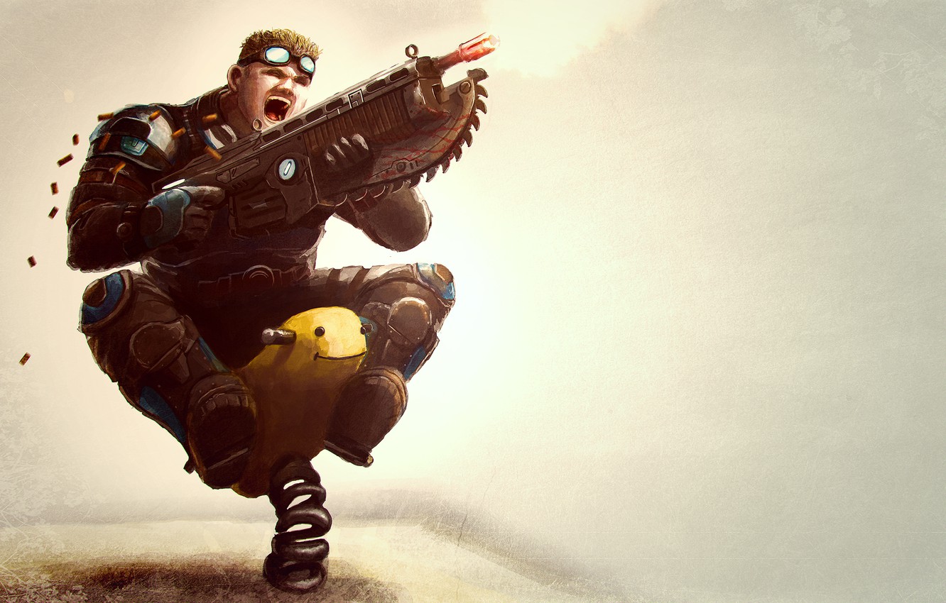 Photo Wallpaper Weapons, Humor, Soldiers, Gears Of - Gears Of War Baird Funny - HD Wallpaper 