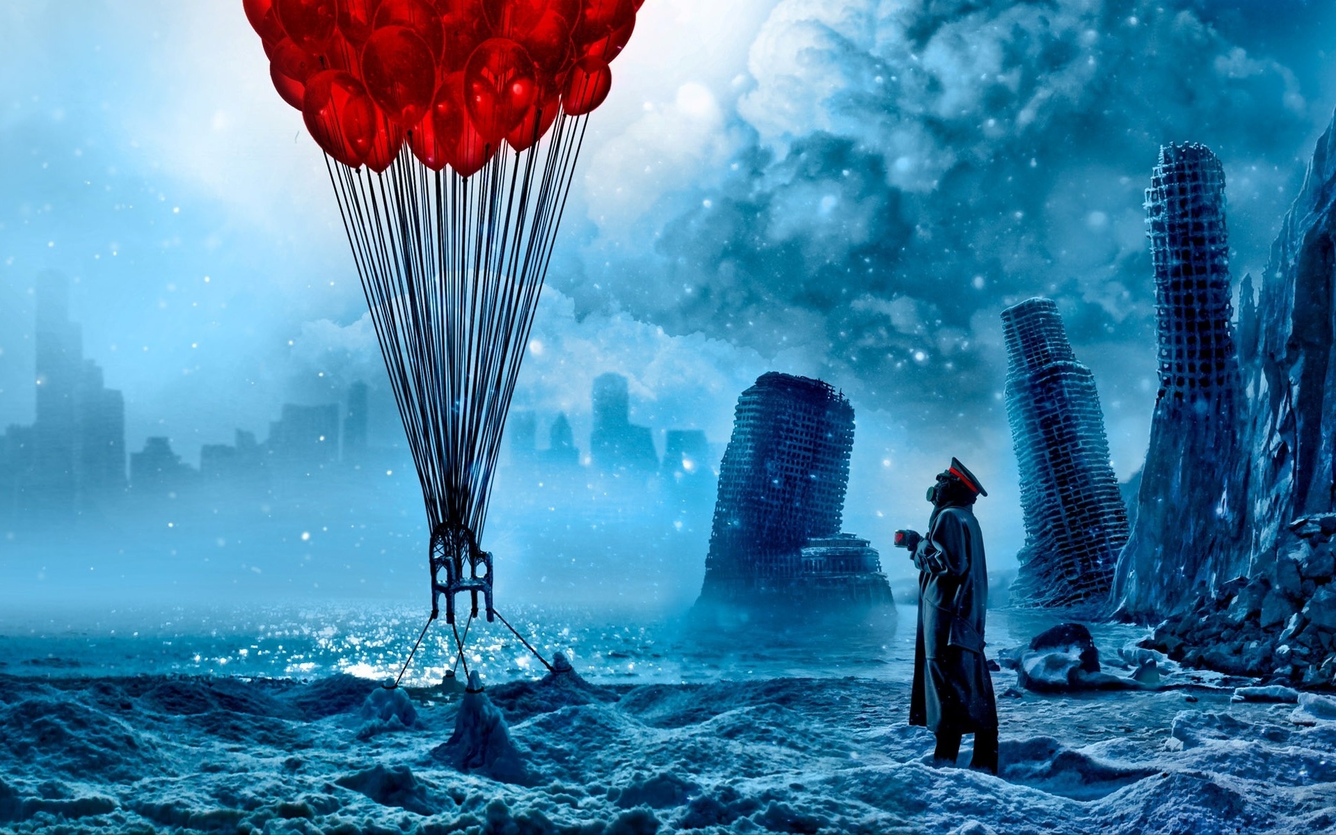 Wallpaper Red Balloons In The Blue Doomsday Style - Romantically Apocalyptic - HD Wallpaper 