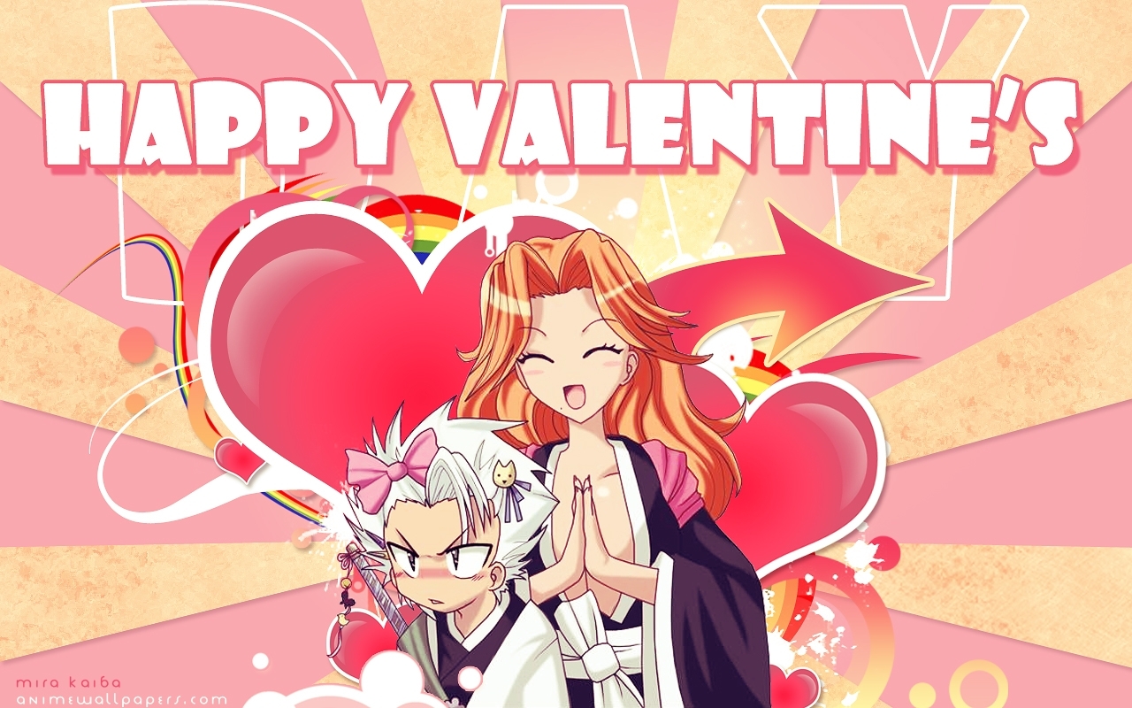 Bleach Matsumoto Rangiku Valentines Day Hitsugaya Toshiro - Happy Valentines Day Anime - HD Wallpaper 