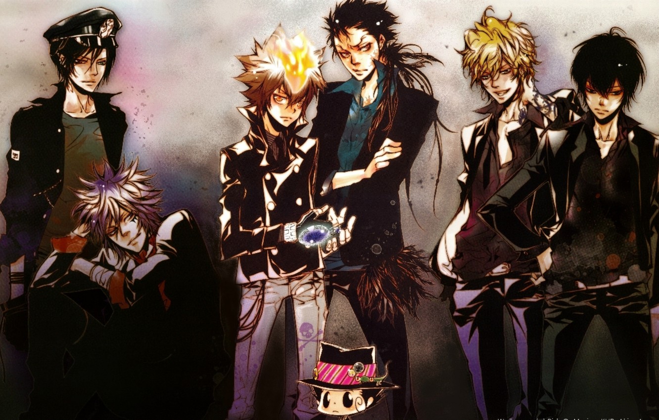 Photo Wallpaper Flame, Gloves, Guys, Cap, Mafia, Katekyo - Katekyo Hitman Reborn Wallpaper Vongola Family - HD Wallpaper 