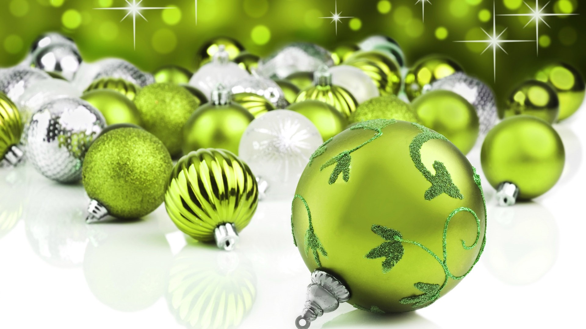 Green Christmas Ornaments Wallpaper 8569 
 Data-src - Lime Green Merry Christmas - HD Wallpaper 