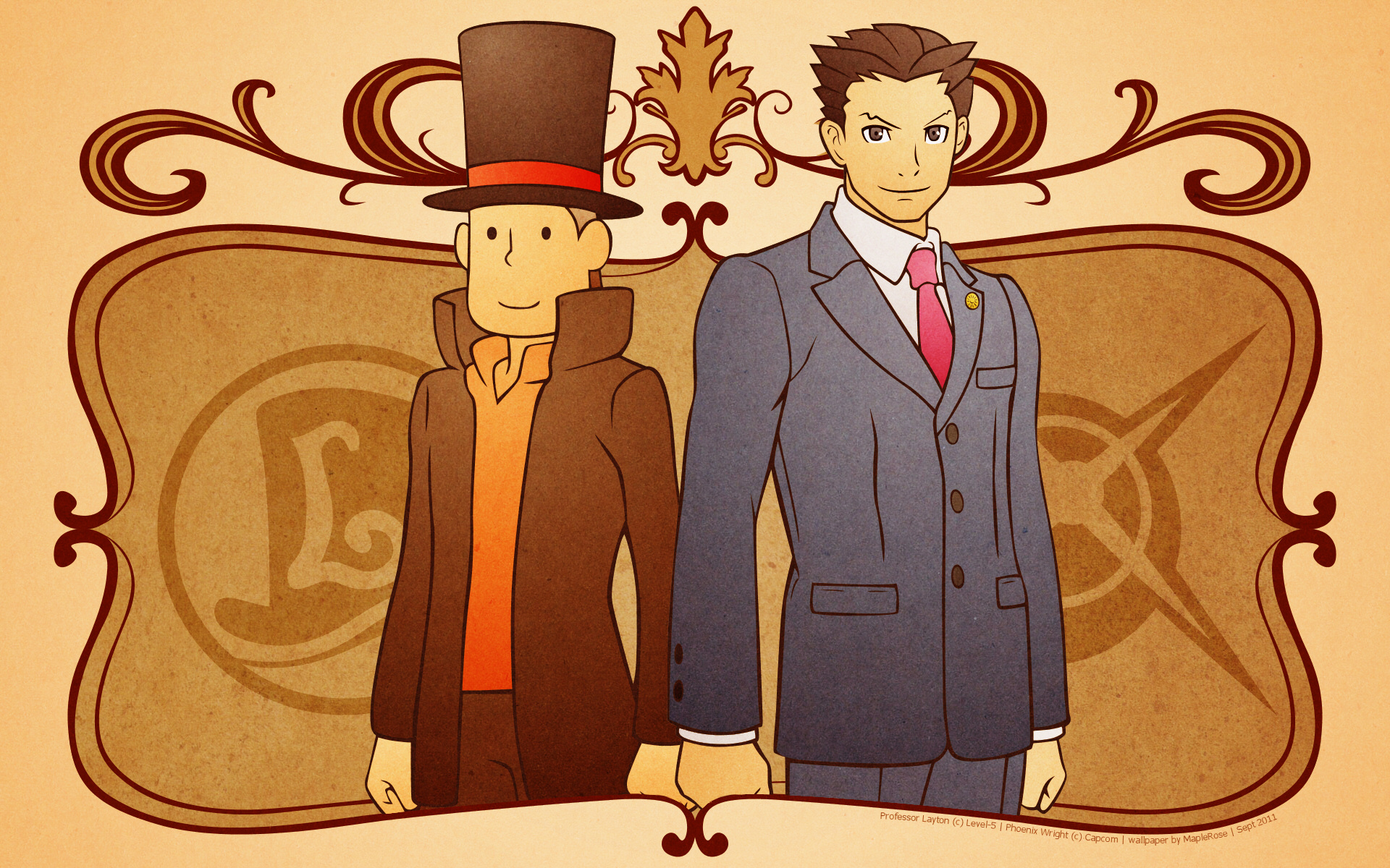 Level-5, Capcom, Ace Attorney, Professor Layton, Phoenix - Phoenix Wright Vs Professor Layton - HD Wallpaper 