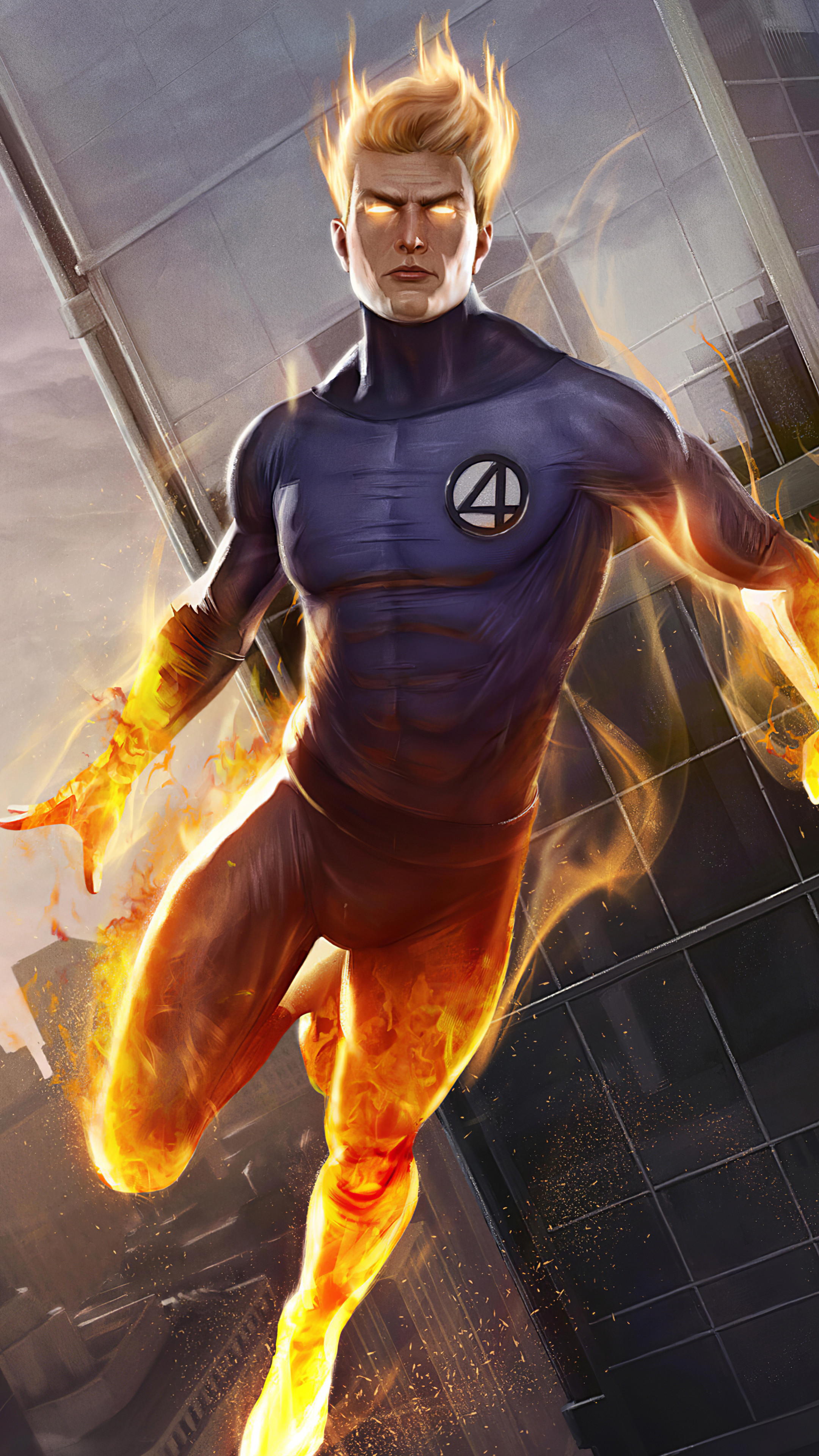 Human Torch Marvel Fan Art - HD Wallpaper 