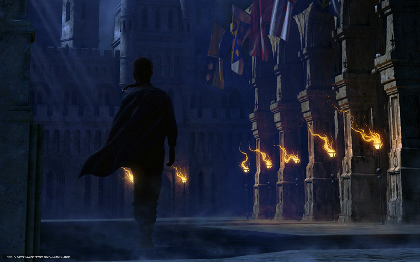 Download Wallpaper Wanderer, Night, Torch Free Desktop - Wanderer In The Night - HD Wallpaper 