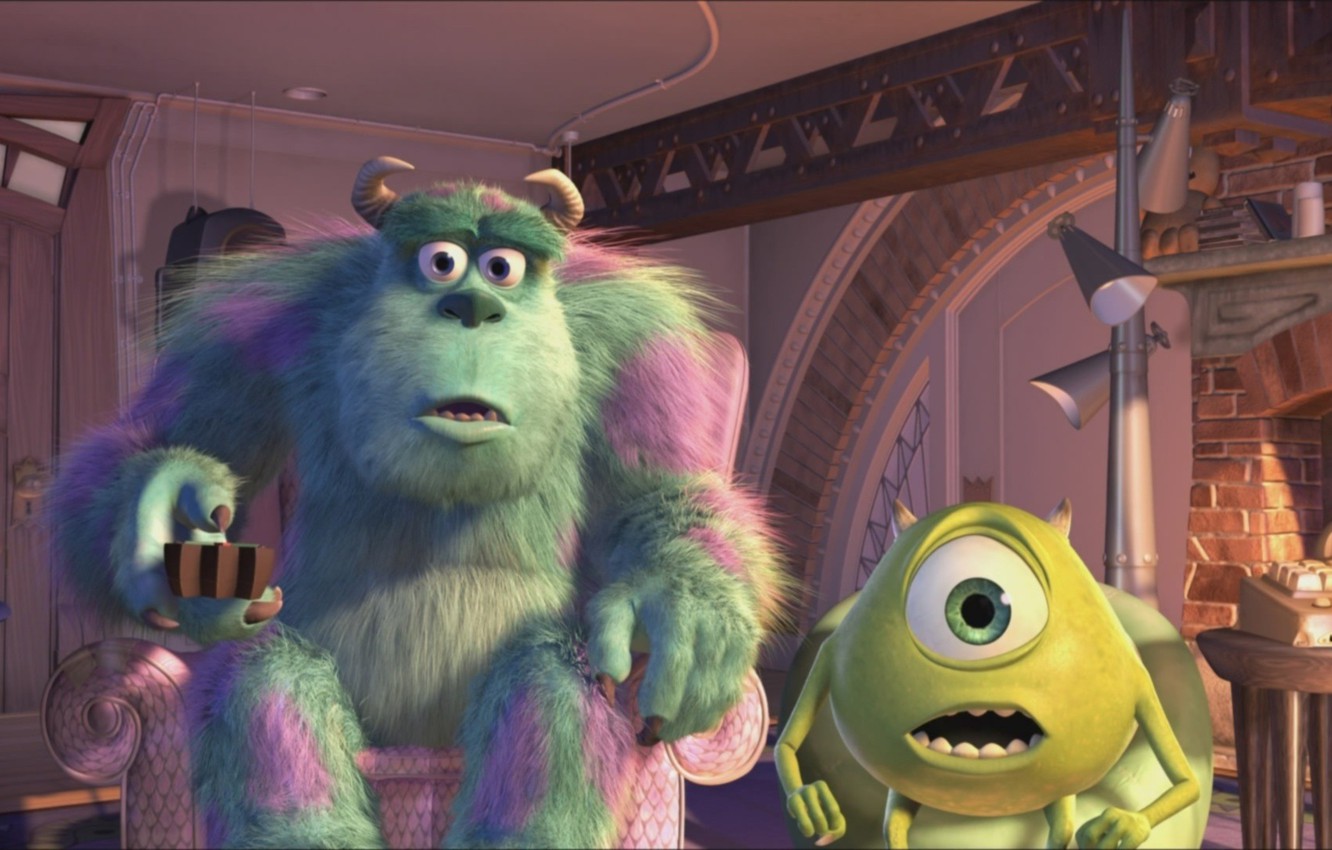 Photo Wallpaper Cartoon, Pixar, Mike, Monsters Inc - Monsters Inc Mike And Sulley - HD Wallpaper 