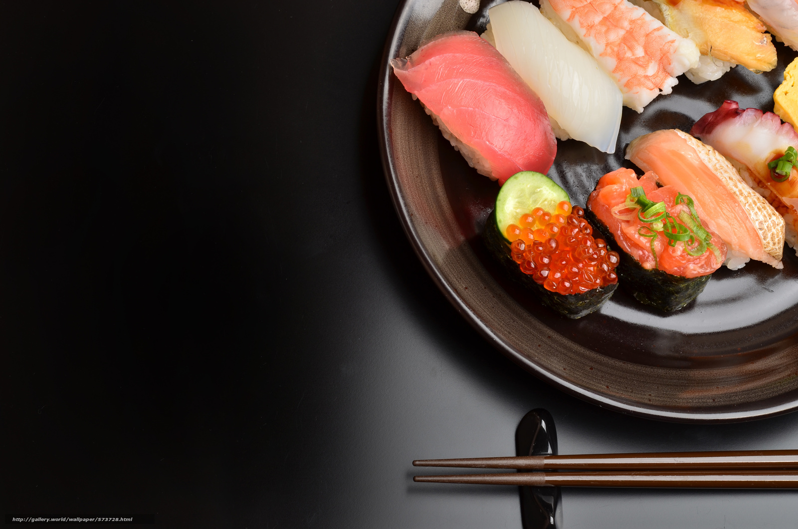 Download Wallpaper Seafood, Fillet, Black Background, - Sushi Background Hd - HD Wallpaper 