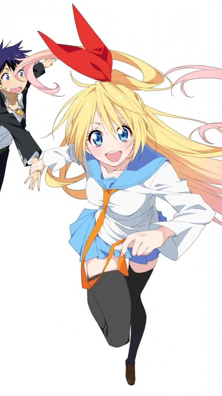 Kirisaki Chitoge, Ichijou Raku, Nisekoi, Smiling, Running - Nisekoi Chitoge And Raku Chibi - HD Wallpaper 